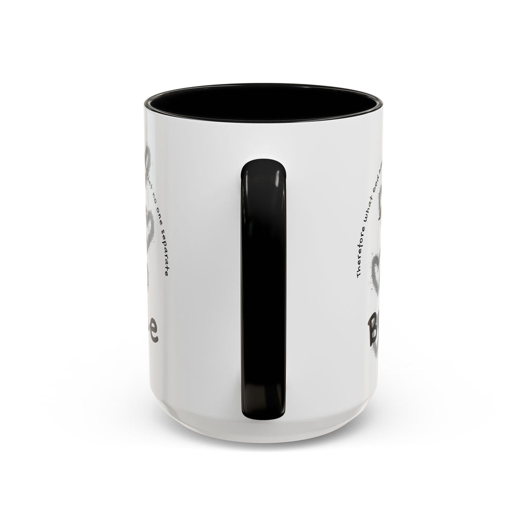 Bride Coffee Mug — Christian Cross & Hearts Accent Mug (Matthew 19:6)