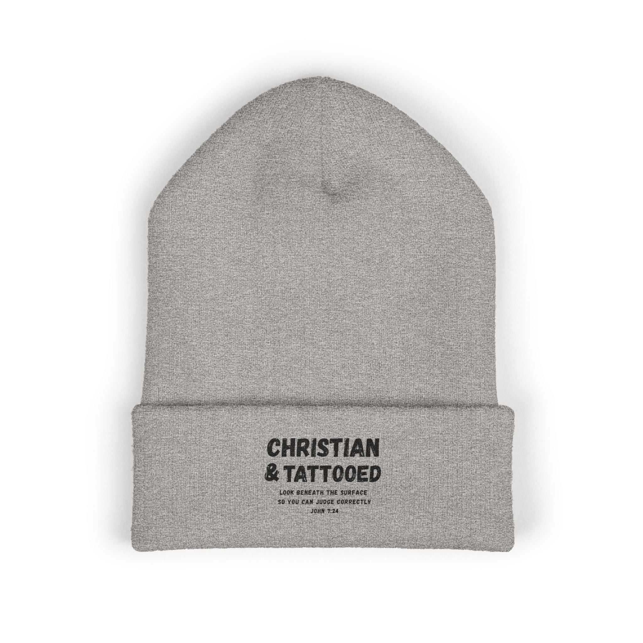 Embroidered Christian & Tattooed Cuffed Beanie