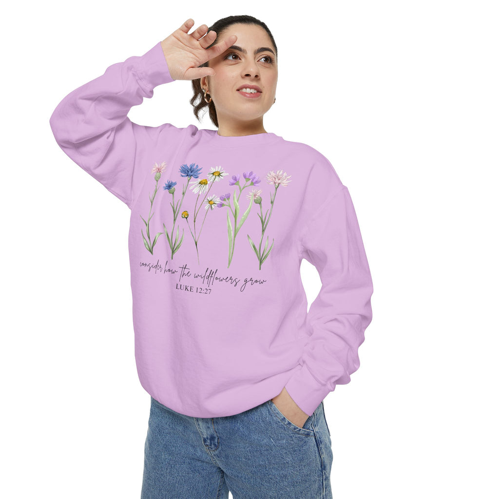 Floral Wildflower Sweatshirt — "comfort lies in allowing yourself to grow"