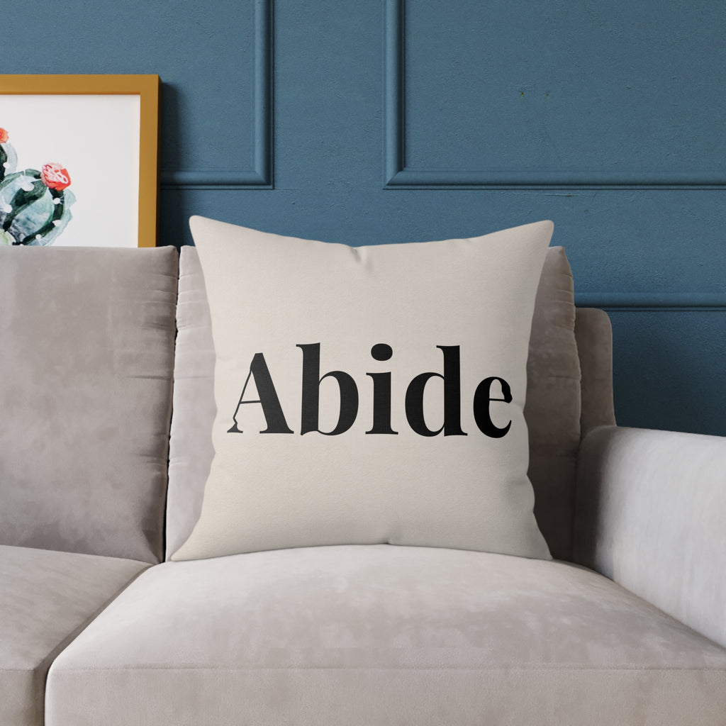 Abide Decorative Pillow — Minimalist Faith Inspired Canvas Throw Pillow with Typographic Text