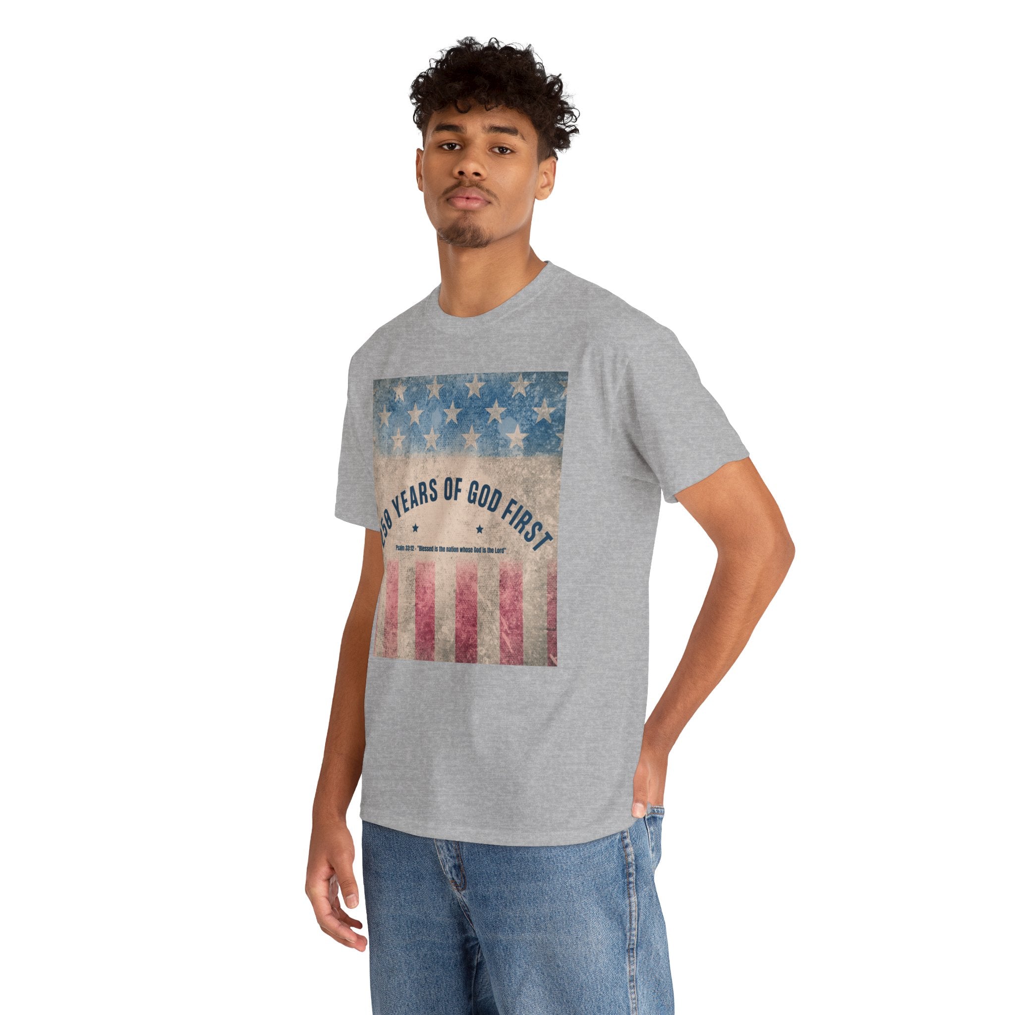 God First 250 Years Vintage American Flag  and Patriotic T-Shirt