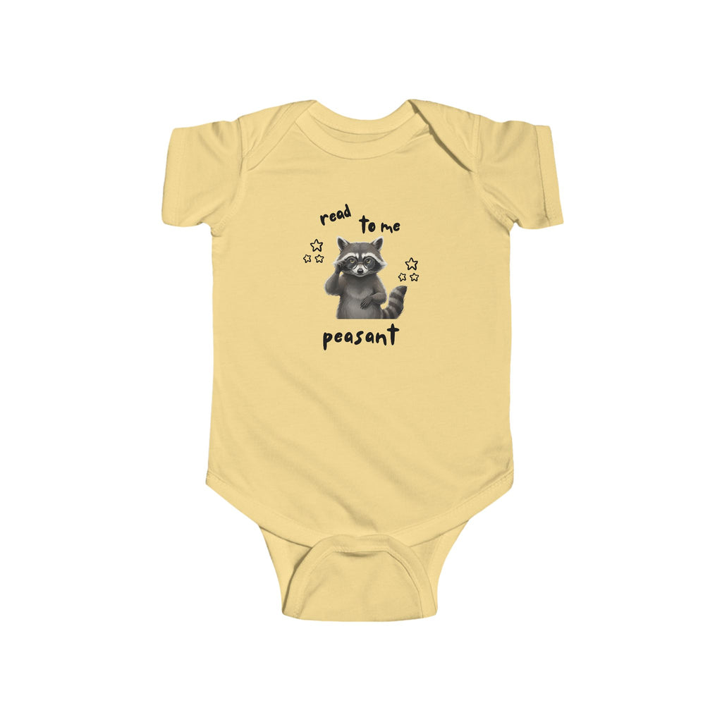 'Read to Me, Peasant' Raccoon Baby Bodysuit — Cute Funny Infant Onesie