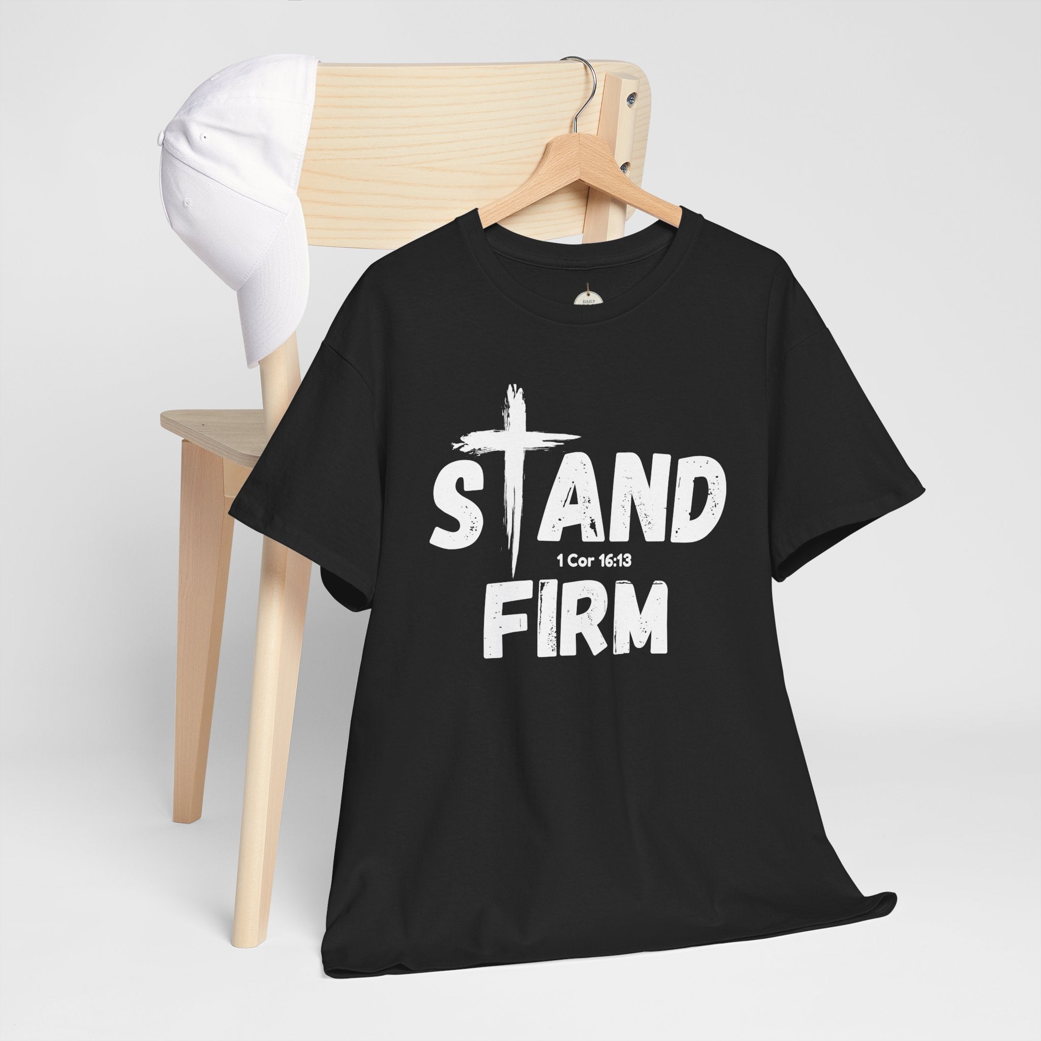Stand Firm T-Shirt — Christian Faith Tee with Cross & 1 Cor 16:13 Inspirational Design
