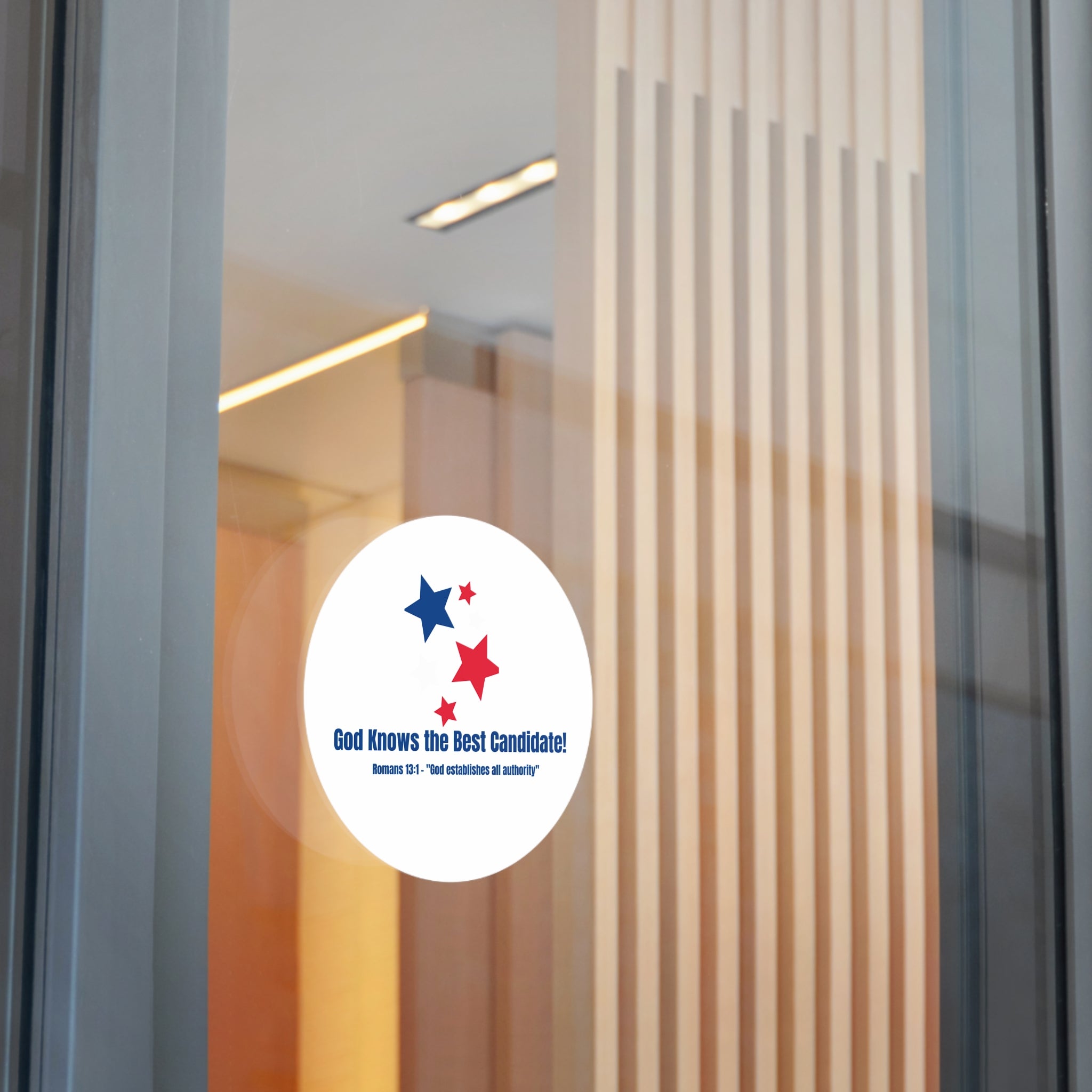 Vote! Round Vinyl Sticker — "God Knows the Best Candidate" Patriotic Christian Decal 2026