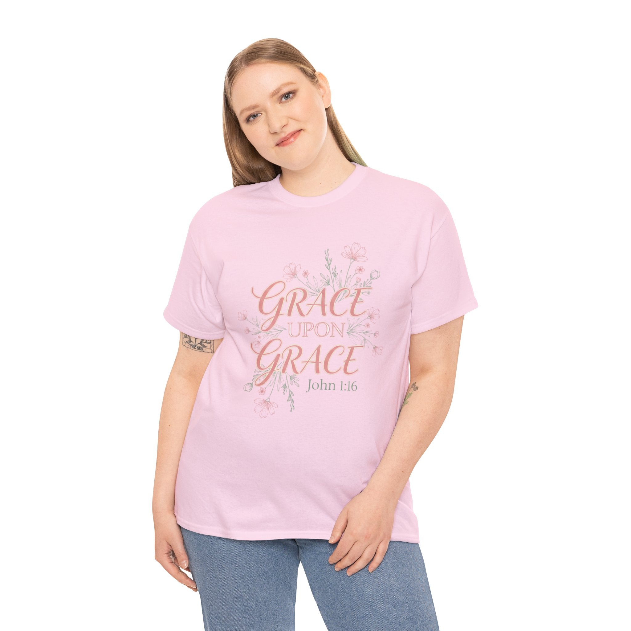 Grace Upon Grace Tee — John 1:16 Floral Christian T-Shirt