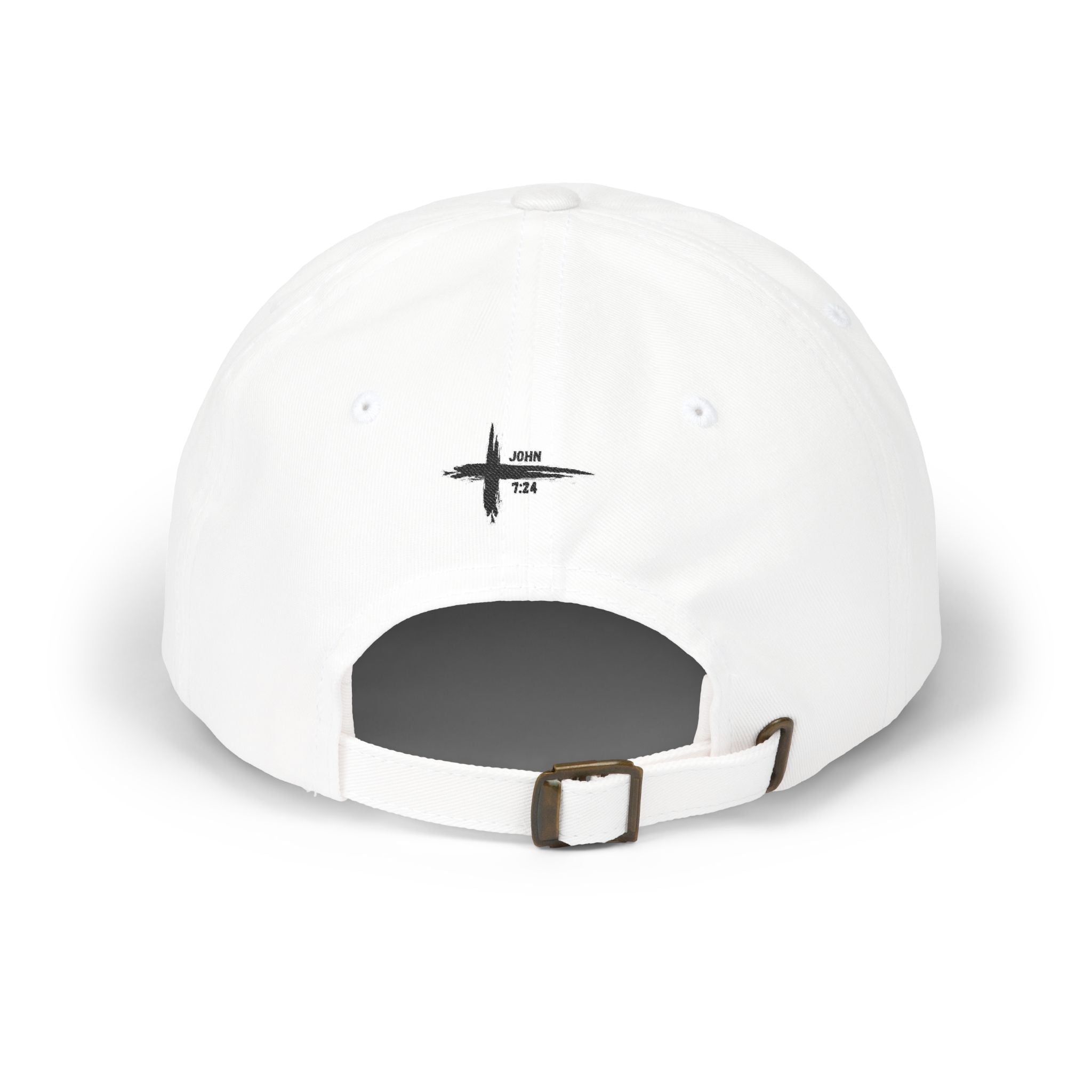 Embroidered Christian & Tattooed Dad Cap — Faith-Based Baseball Hat with John 7:24 Message