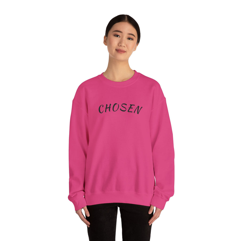 Embroidered Chosen Crewneck Sweatshirt — Minimalist Pullover with 'CHOSEN' Text