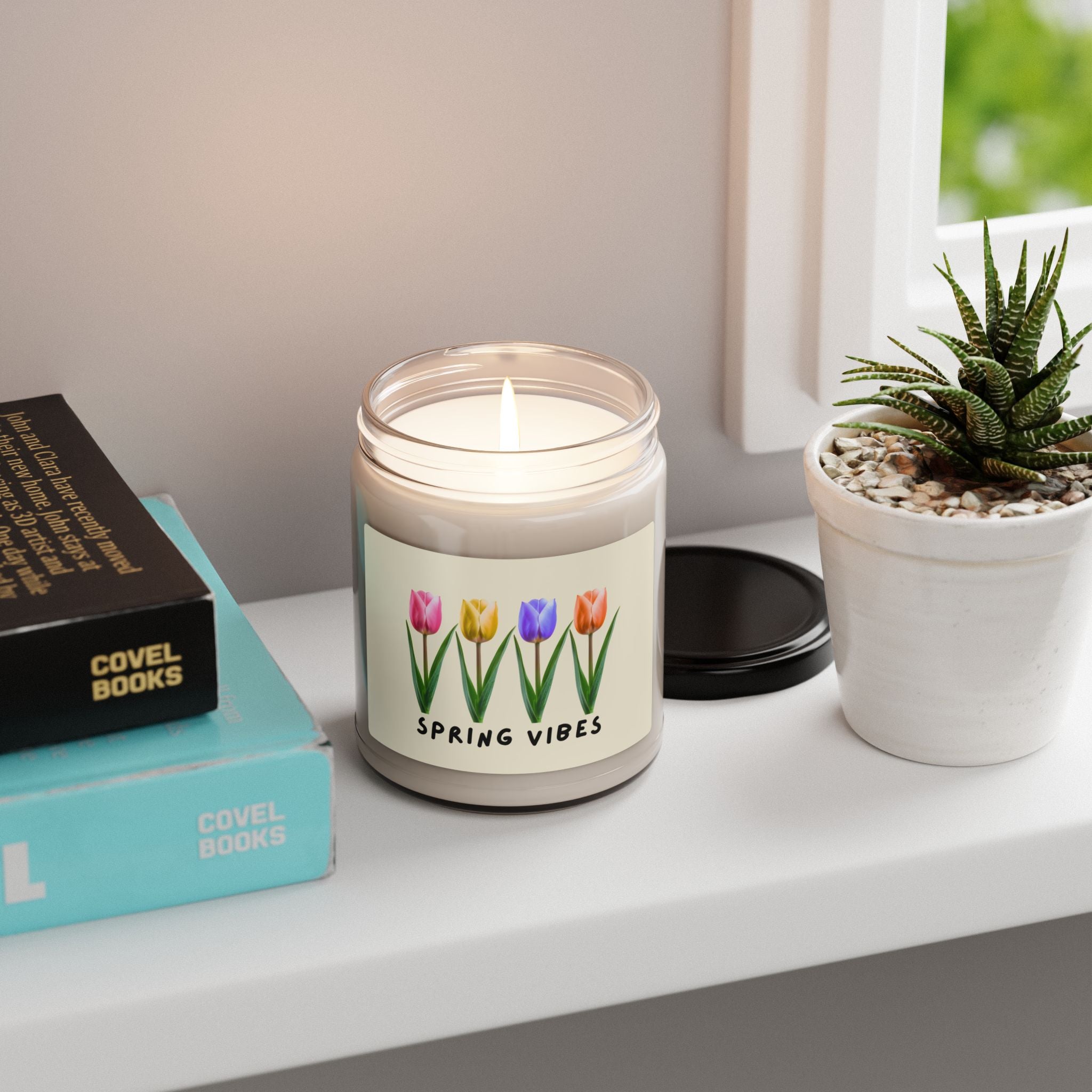 Spring Vibes Soy Candle – 9oz Scented Jar (Tulip Floral Fragrance)