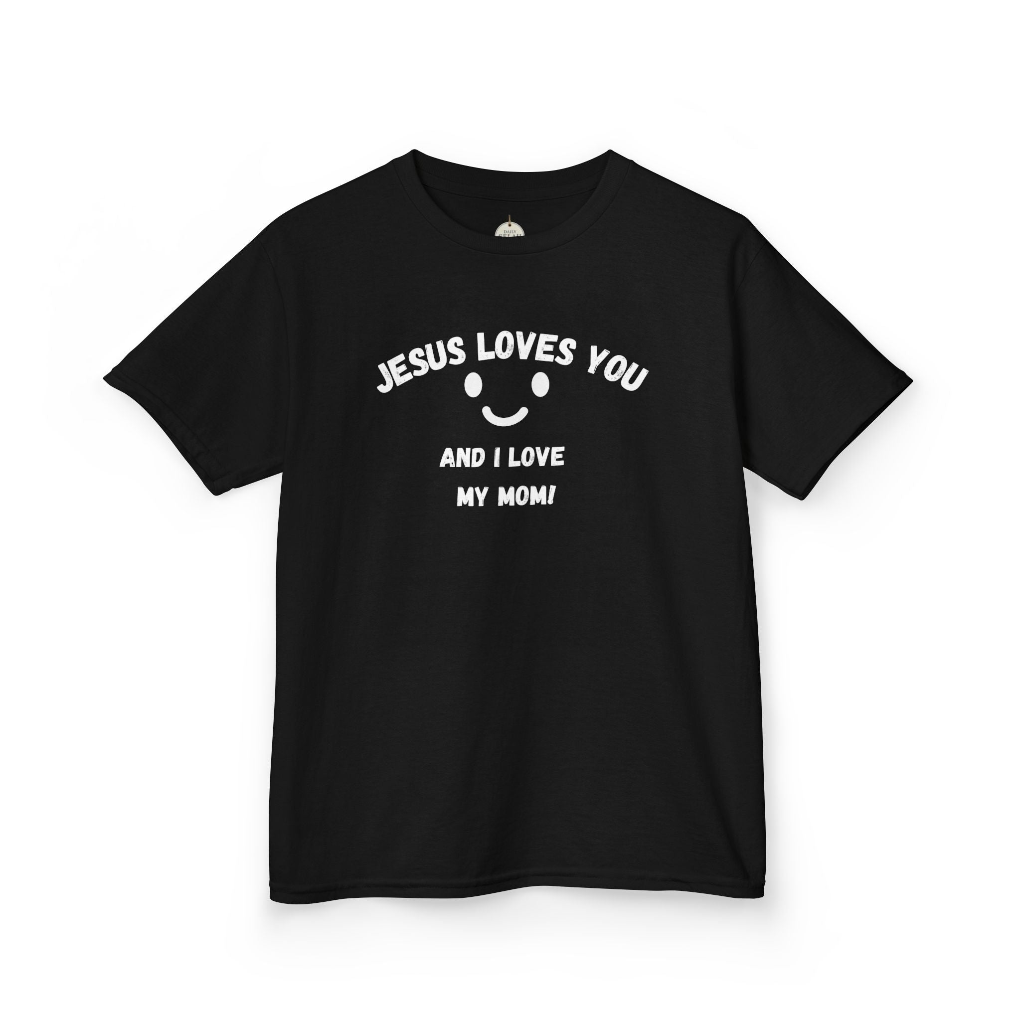 Kids T-Shirt — "Jesus Loves You" Smiley Flower Christian Tee