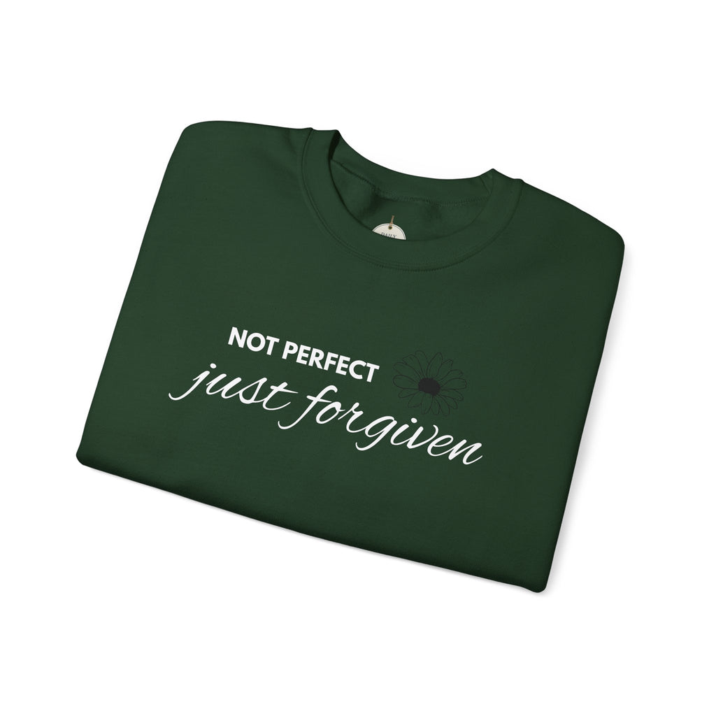 Crewneck Sweatshirt — "Not Perfect, Just Forgiven" Floral Inspirational Pullover