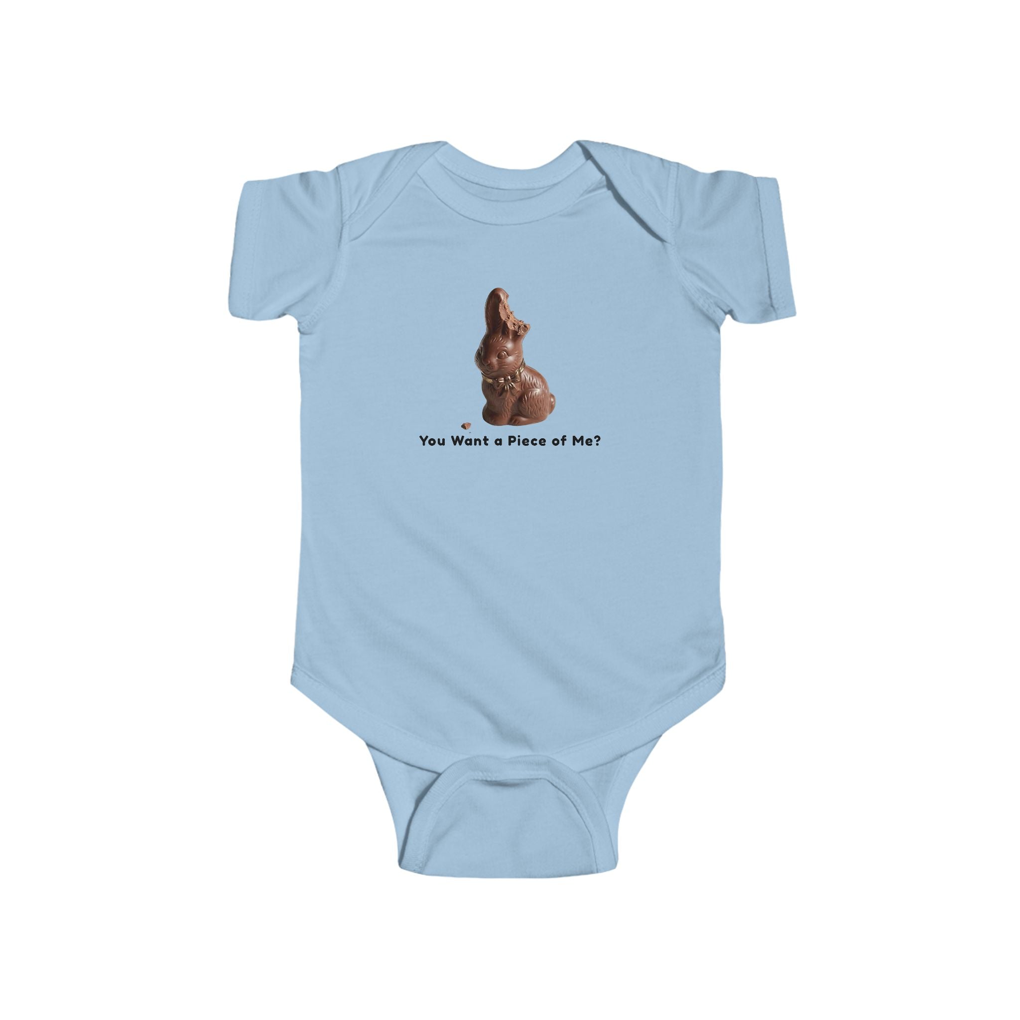Infant Bodysuit "You Want a Piece of Me?" with Cute Chocolate Bunny Graphic