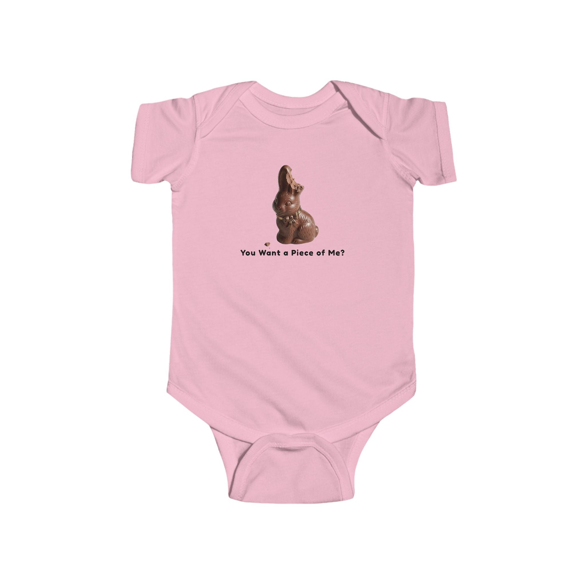 Infant Bodysuit "You Want a Piece of Me?" with Cute Chocolate Bunny Graphic
