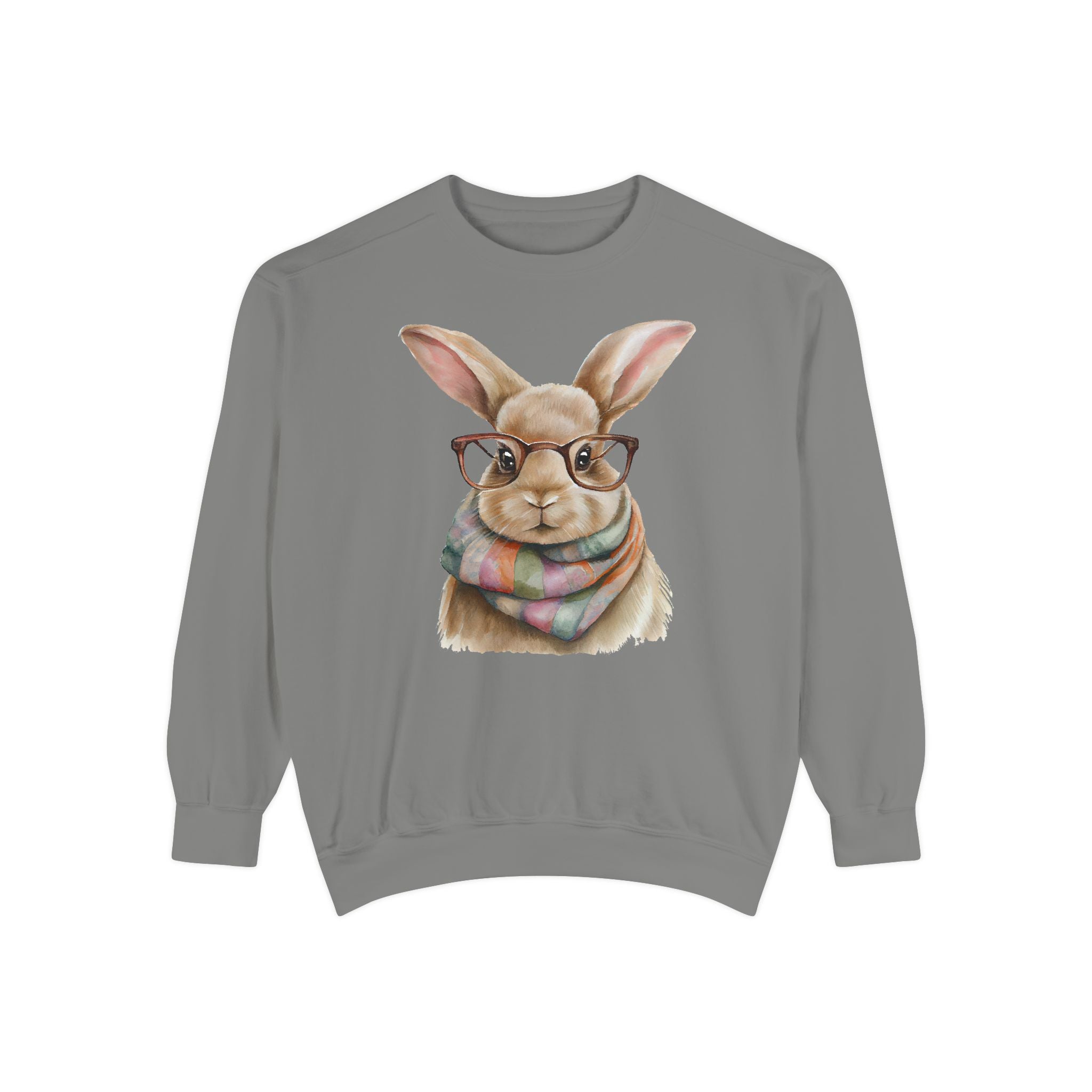 Library Book Bunny in Scarf Sweatshirt (Comfort Colors)