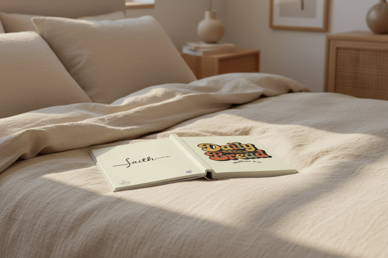 Daily Bread Hardcover Journal — Faith Scripture Notebook (Matthew 6:11)