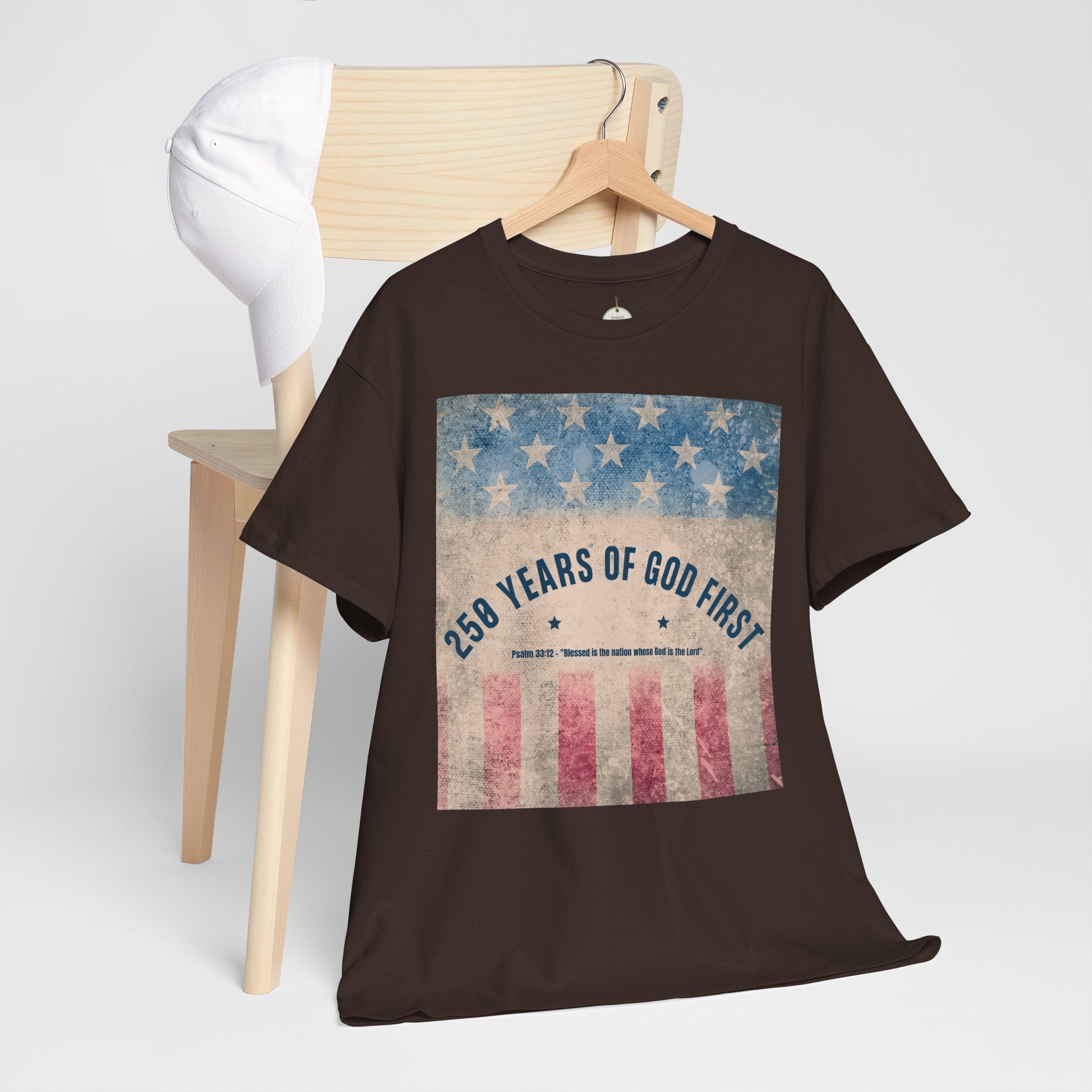 God First 250 Years Vintage American Flag  and Patriotic T-Shirt