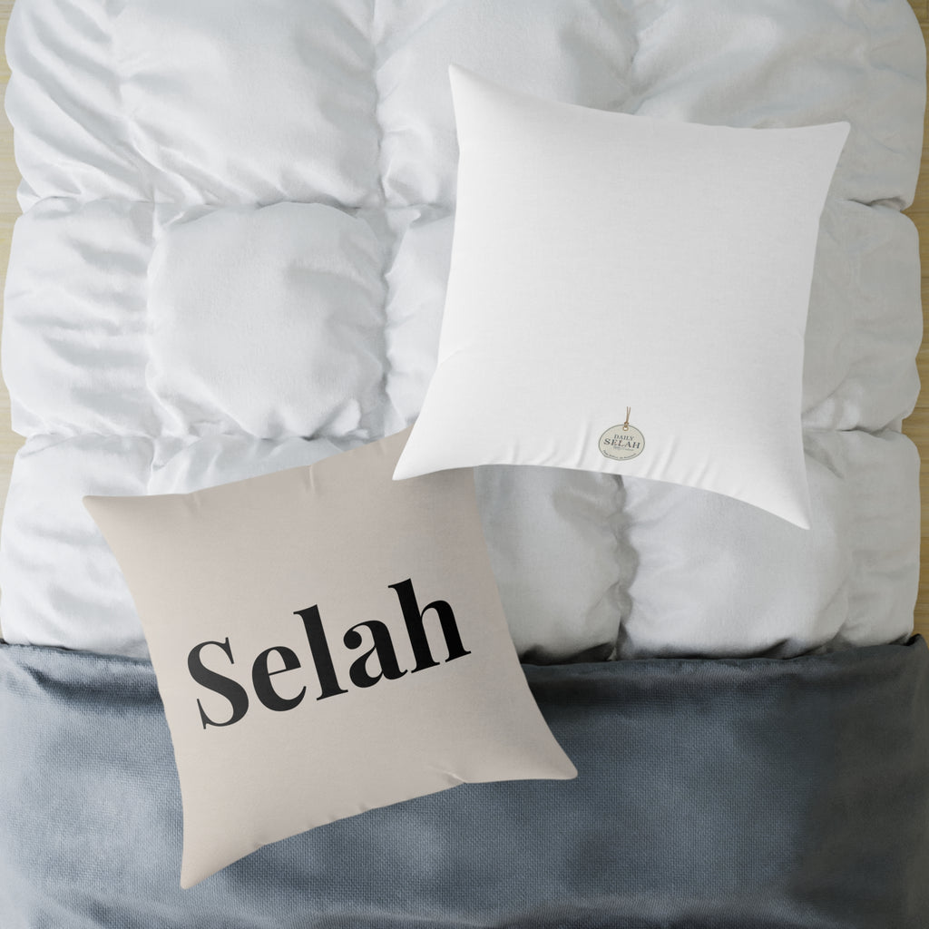 Selah Decorative Pillow - Minimalist Faith Inspired Square Canvas Accent Cushion