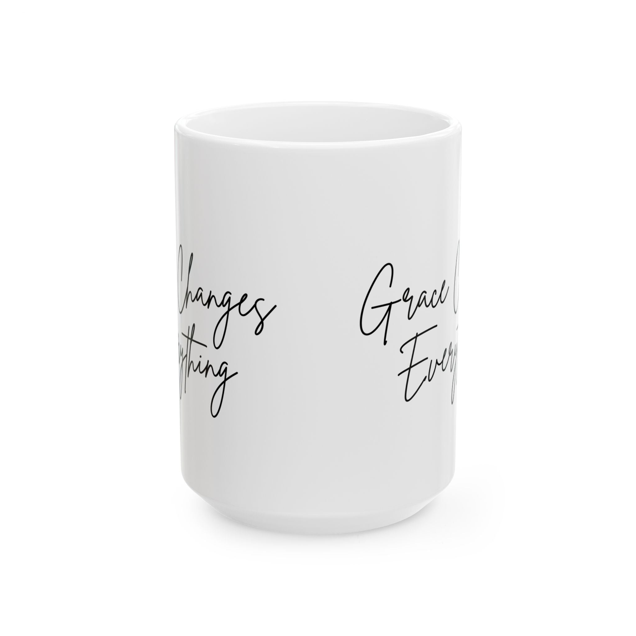 Grace Changes Everything Ceramic Mug — Faith Inspirational Script Coffee Cup (11oz, 15oz)