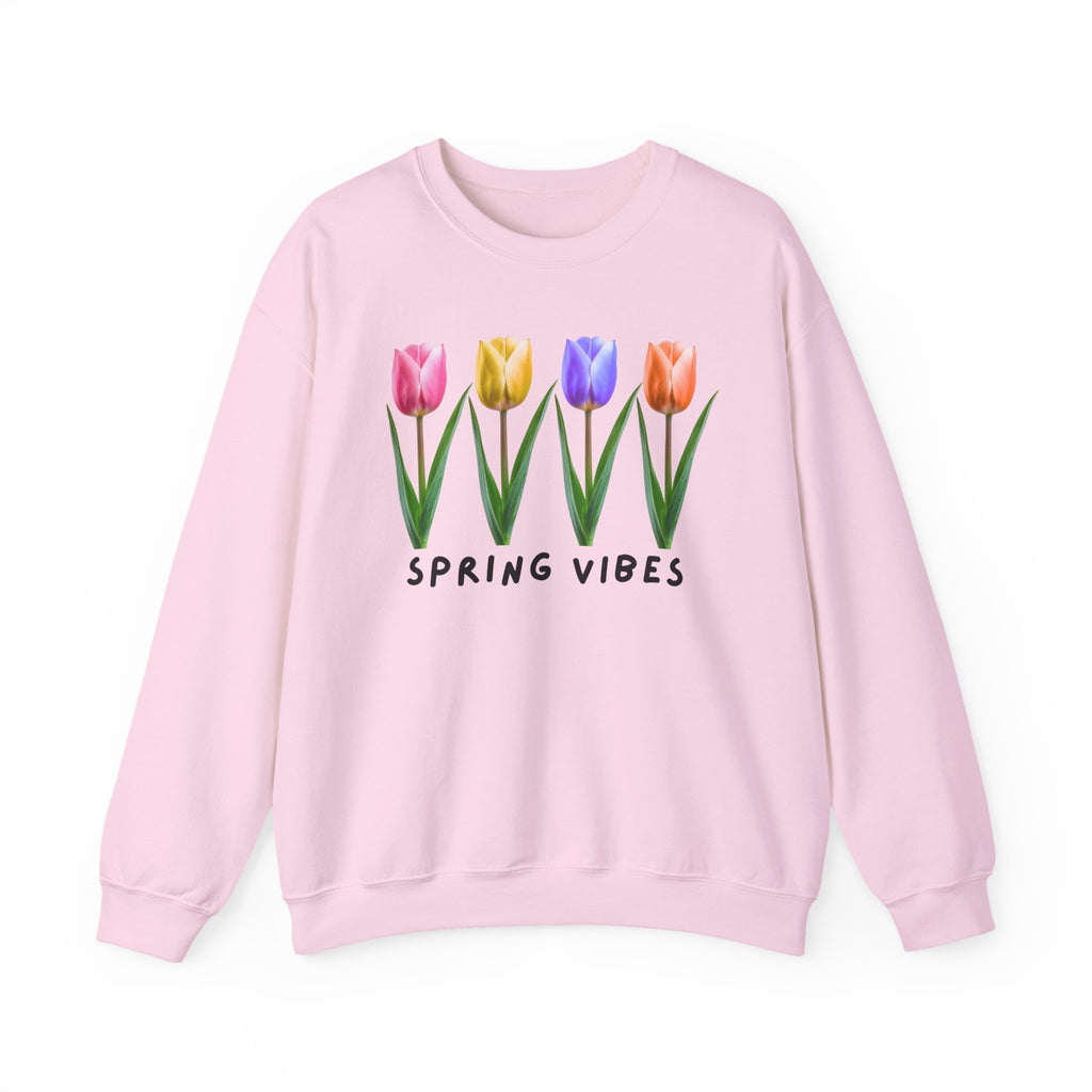 Crewneck Sweatshirt - Spring Vibes Tulips Floral Graphic