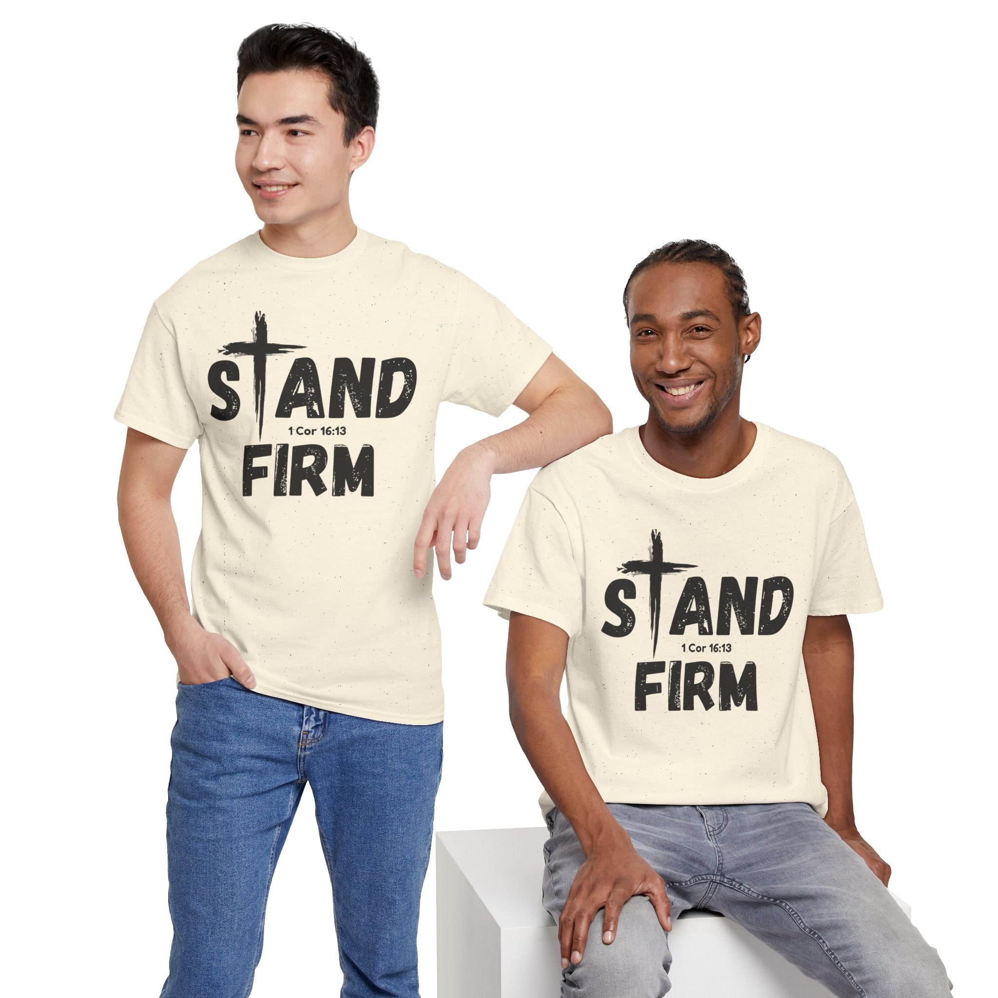 Stand Firm T-Shirt — Christian Faith Tee with Cross & 1 Cor 16:13 Inspirational Design