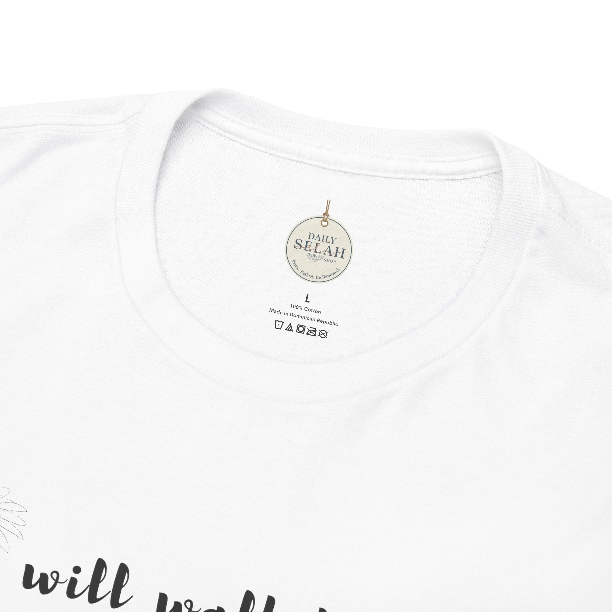 Faith Graphic Tee — "I Will Walk by Faith" Minimal Christian T-Shirt