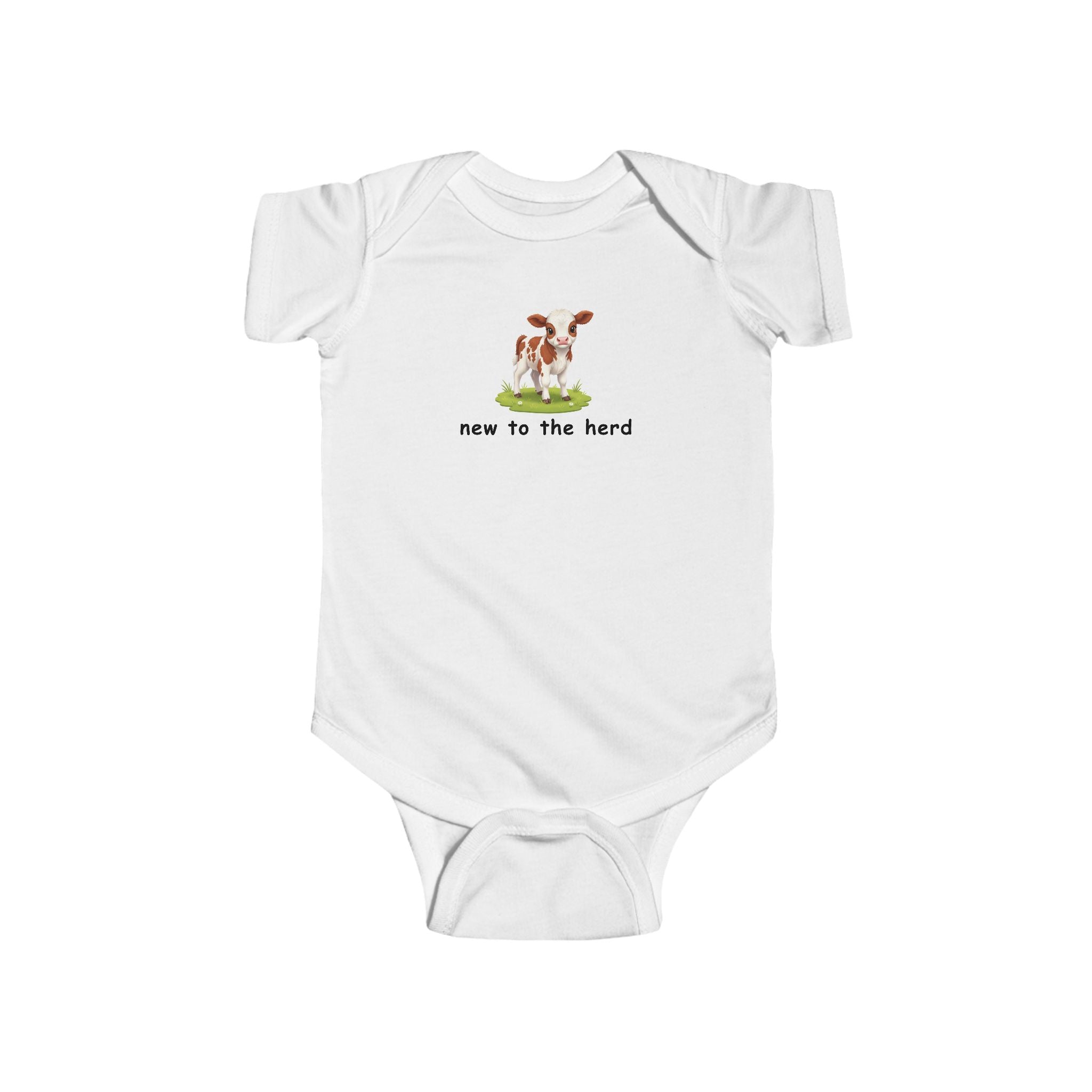 New to the Herd Baby Bodysuit - Cute Calf Illustration Infant Onesie