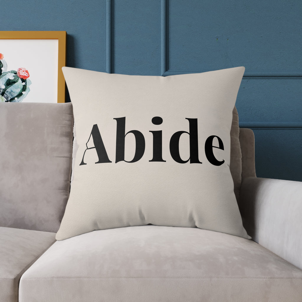 Abide Decorative Pillow — Minimalist Faith Inspired Canvas Throw Pillow with Typographic Text