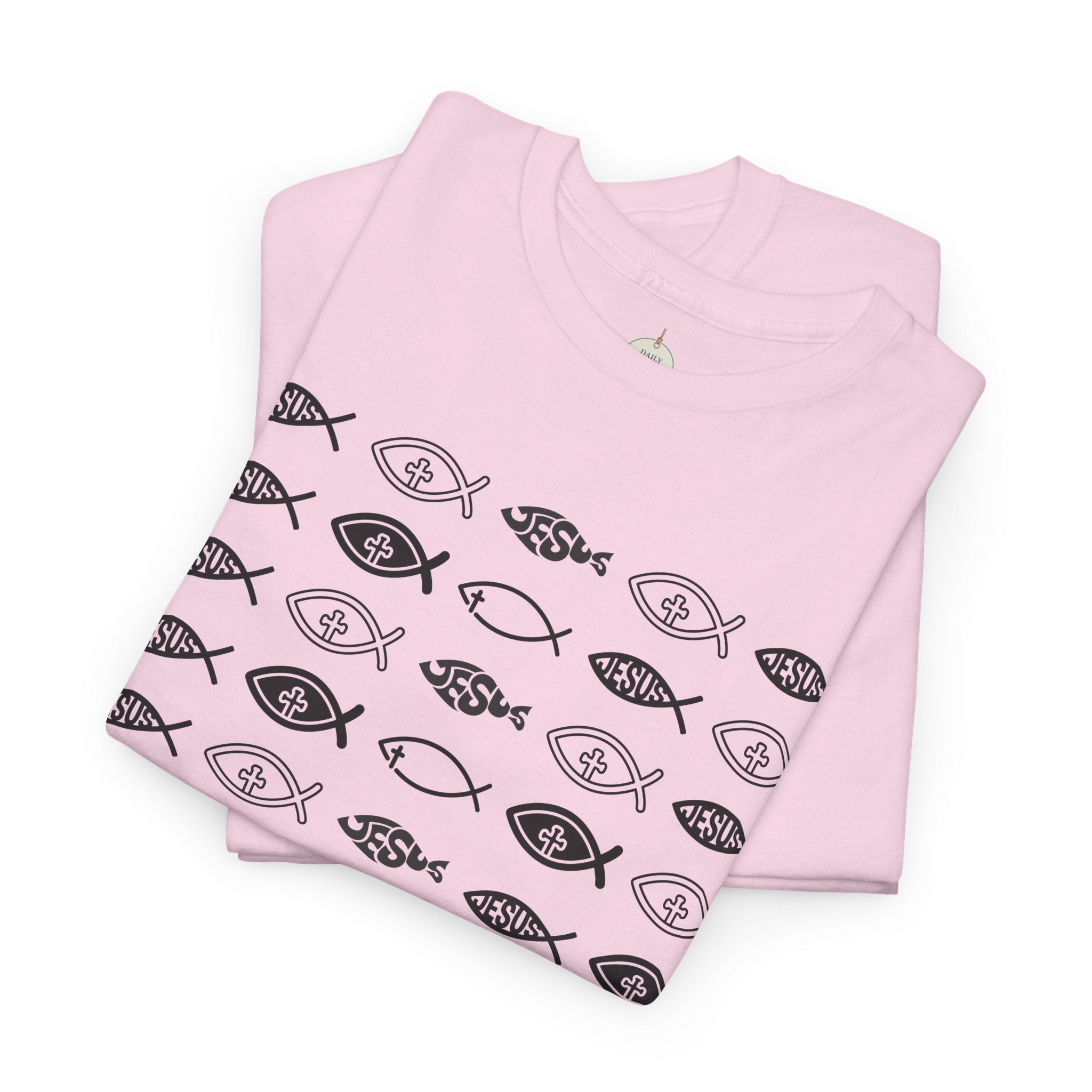 Christian Fish Pattern T‑Shirt — Ichthys Faith Tee - JESUS FISH