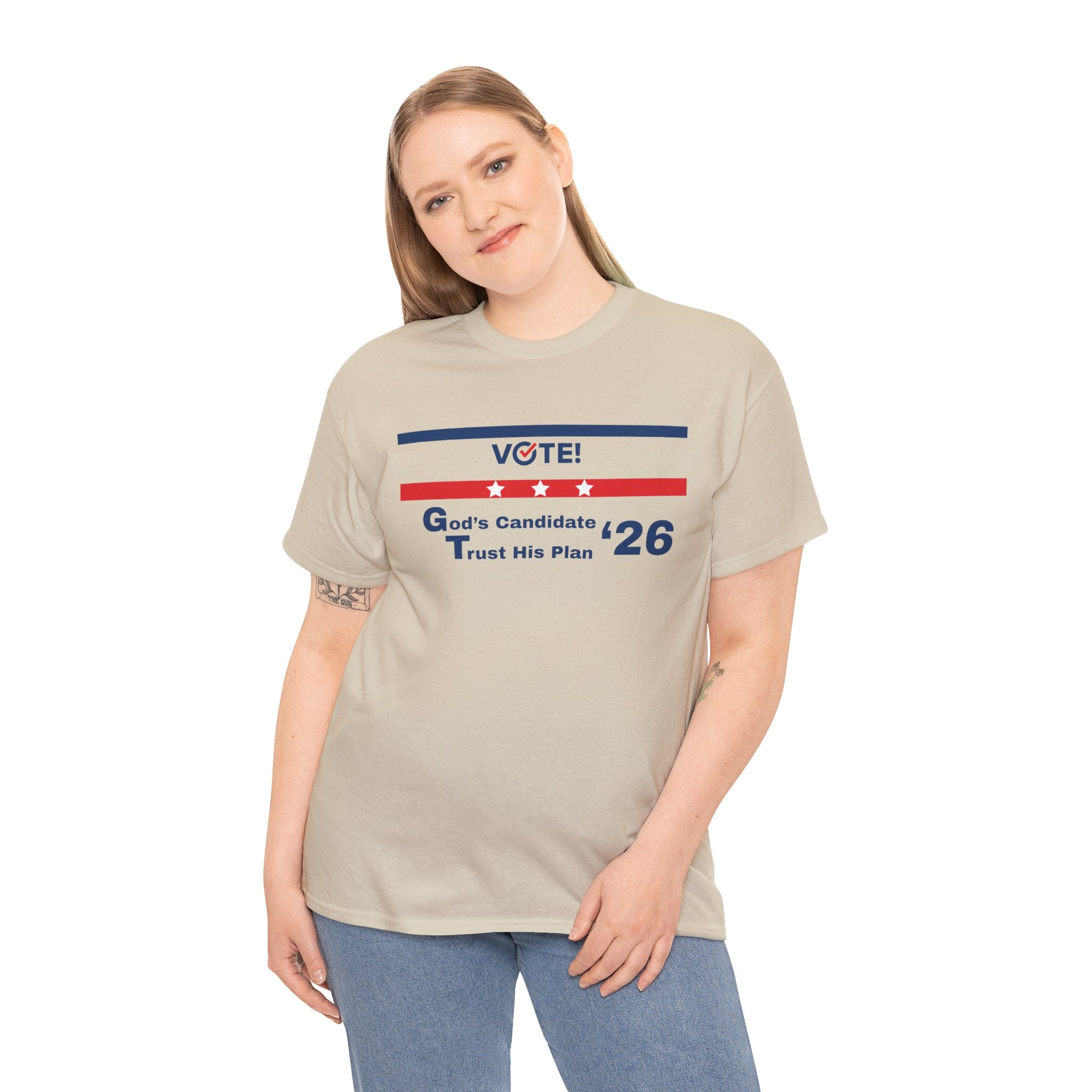 Political Vote '26 T‑Shirt — "God's Candidate Trust His Plan" Patriotic Tee