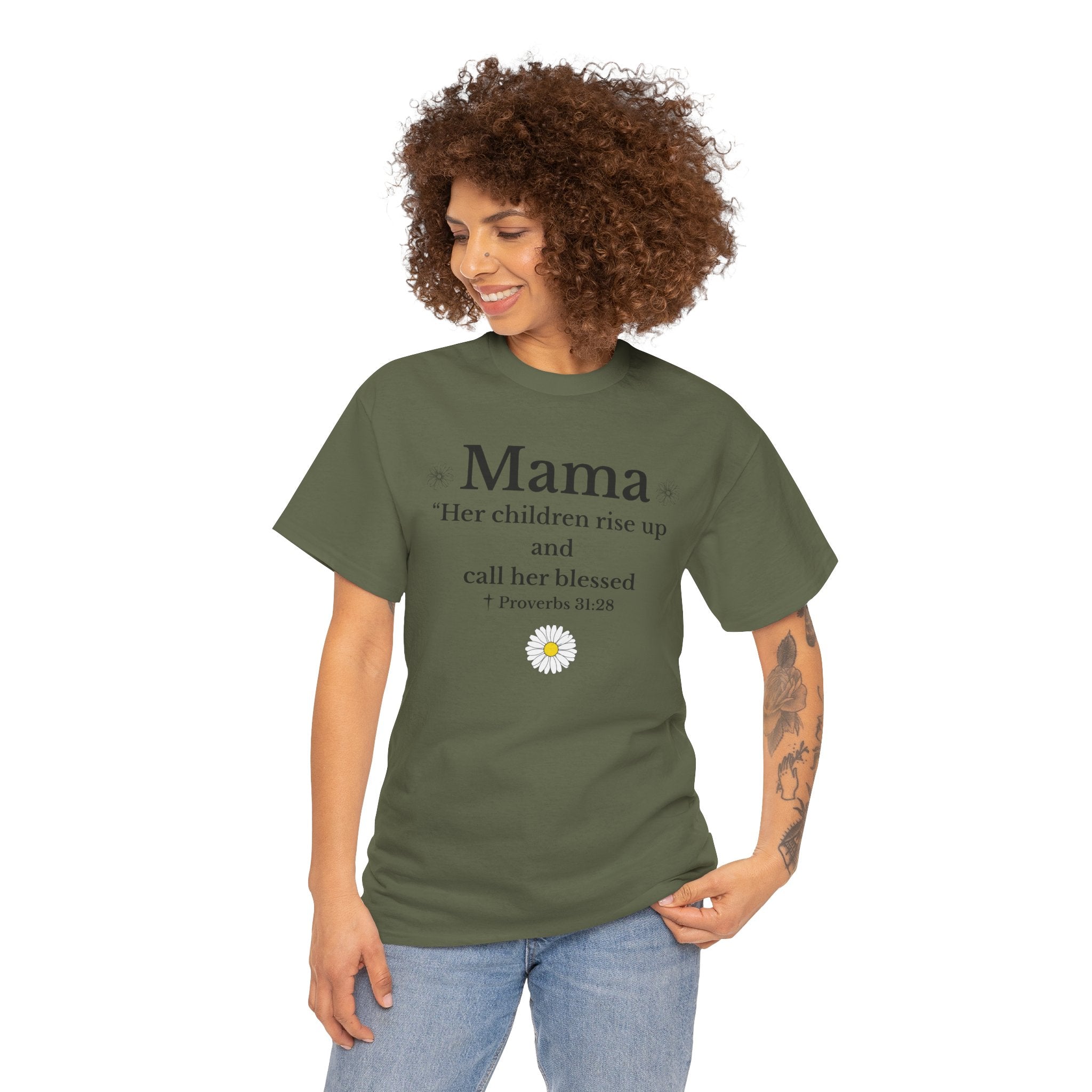 Mama Proverbs 31:28 T‑Shirt — 'Her children rise up and call her blessed' Floral Mom Tee - Mother's Day Gift