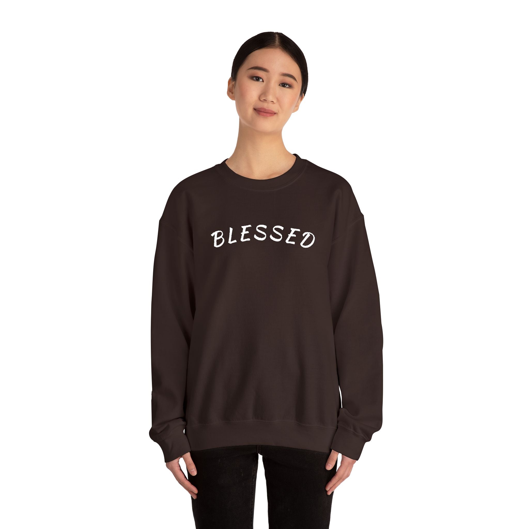 Embroidered Blessed Crewneck Sweatshirt — Minimal Faith-Inspired Pullover
