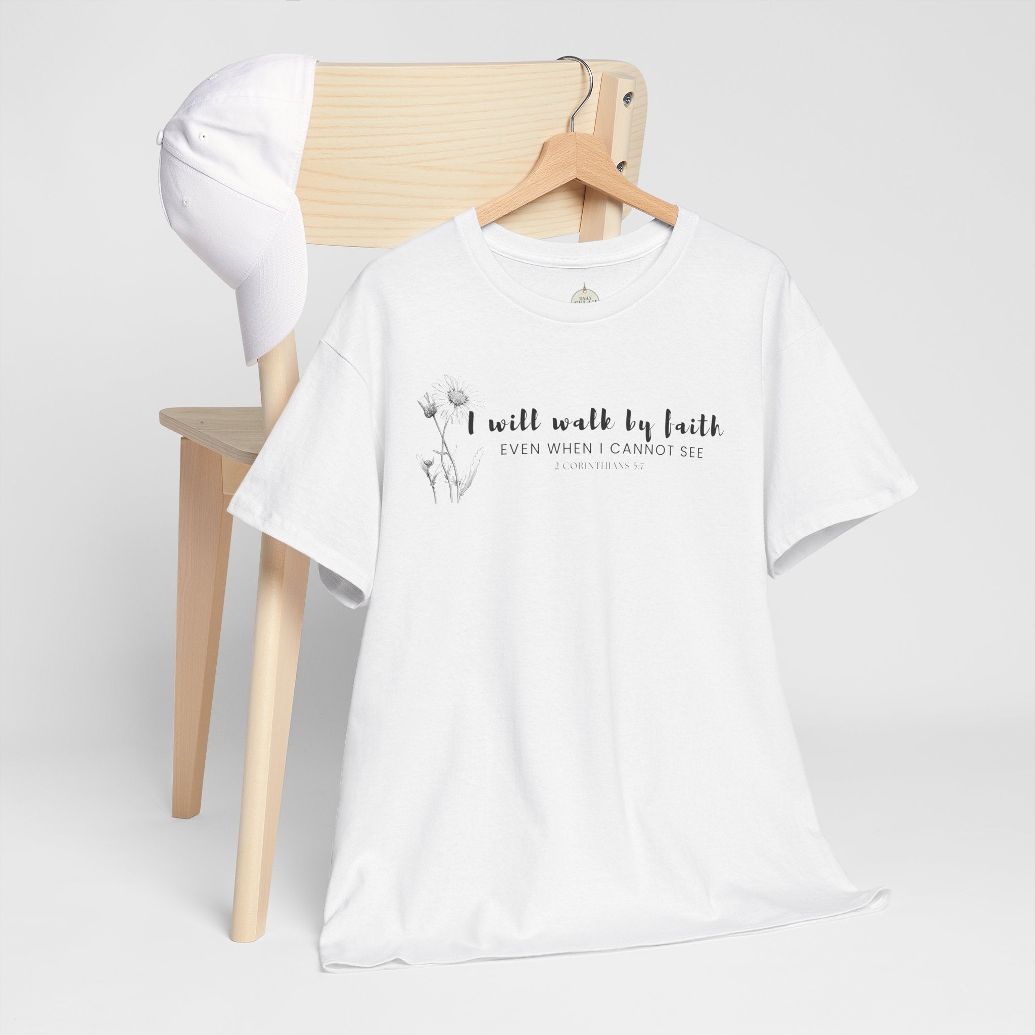 Faith Graphic Tee — "I Will Walk by Faith" Minimal Christian T-Shirt
