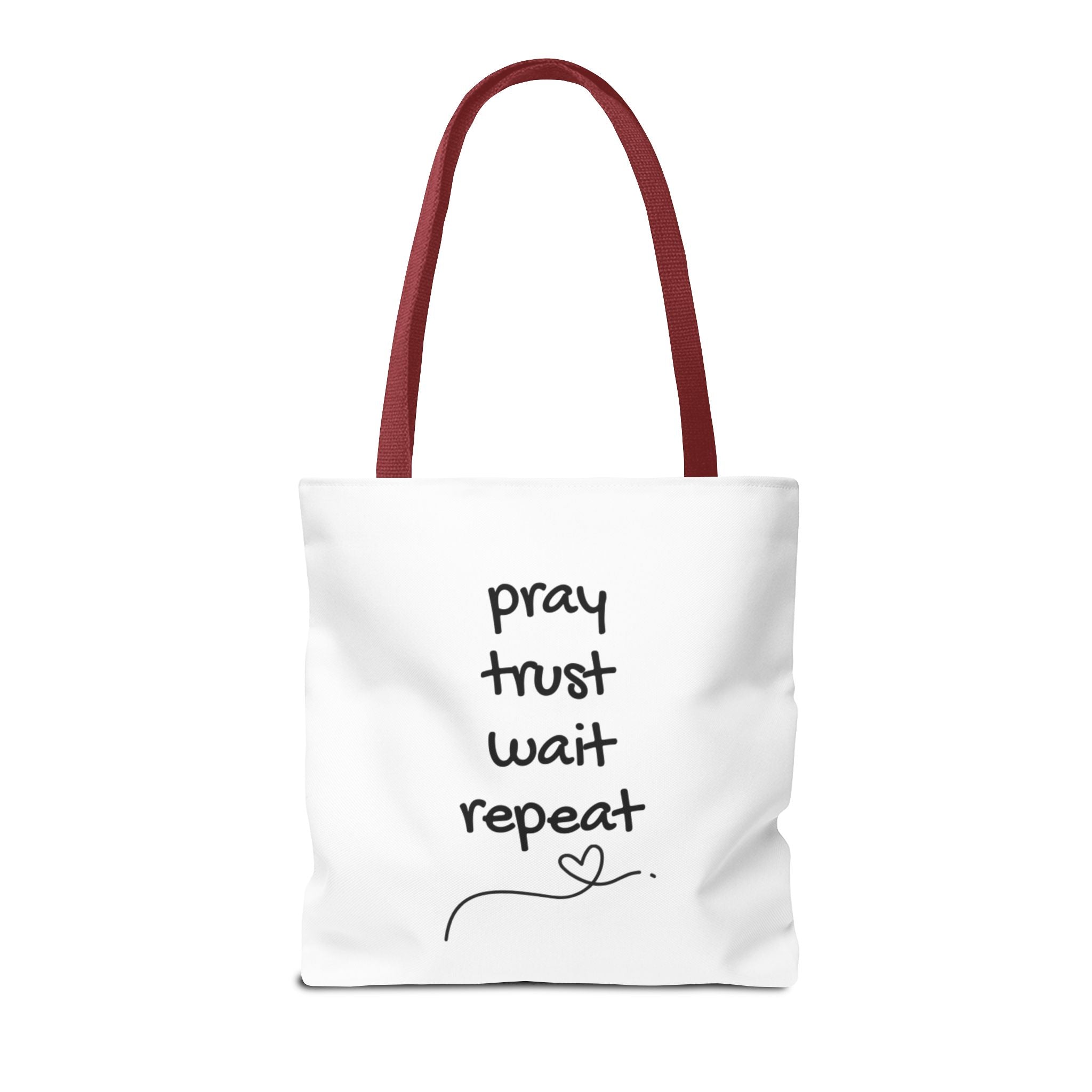 Pray Trust Wait Repeat Tote Bag — Inspirational Faith Canvas Tote