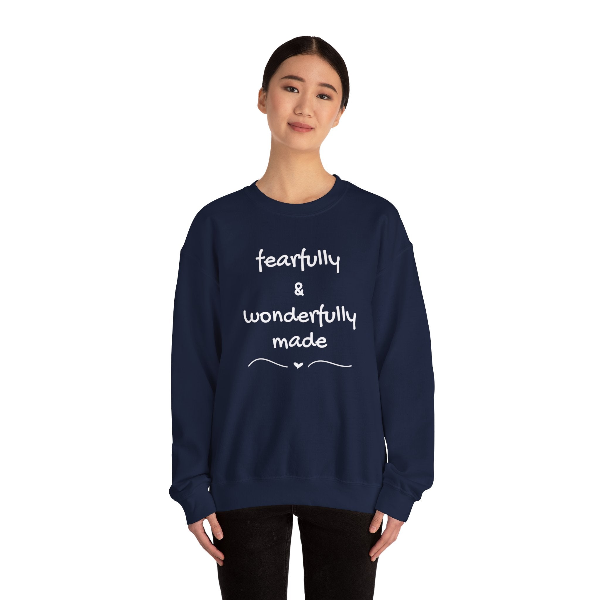 Faith-Based Crewneck Sweatshirt — "Fearfully & Wonderfully Made" Inspirational Pullover