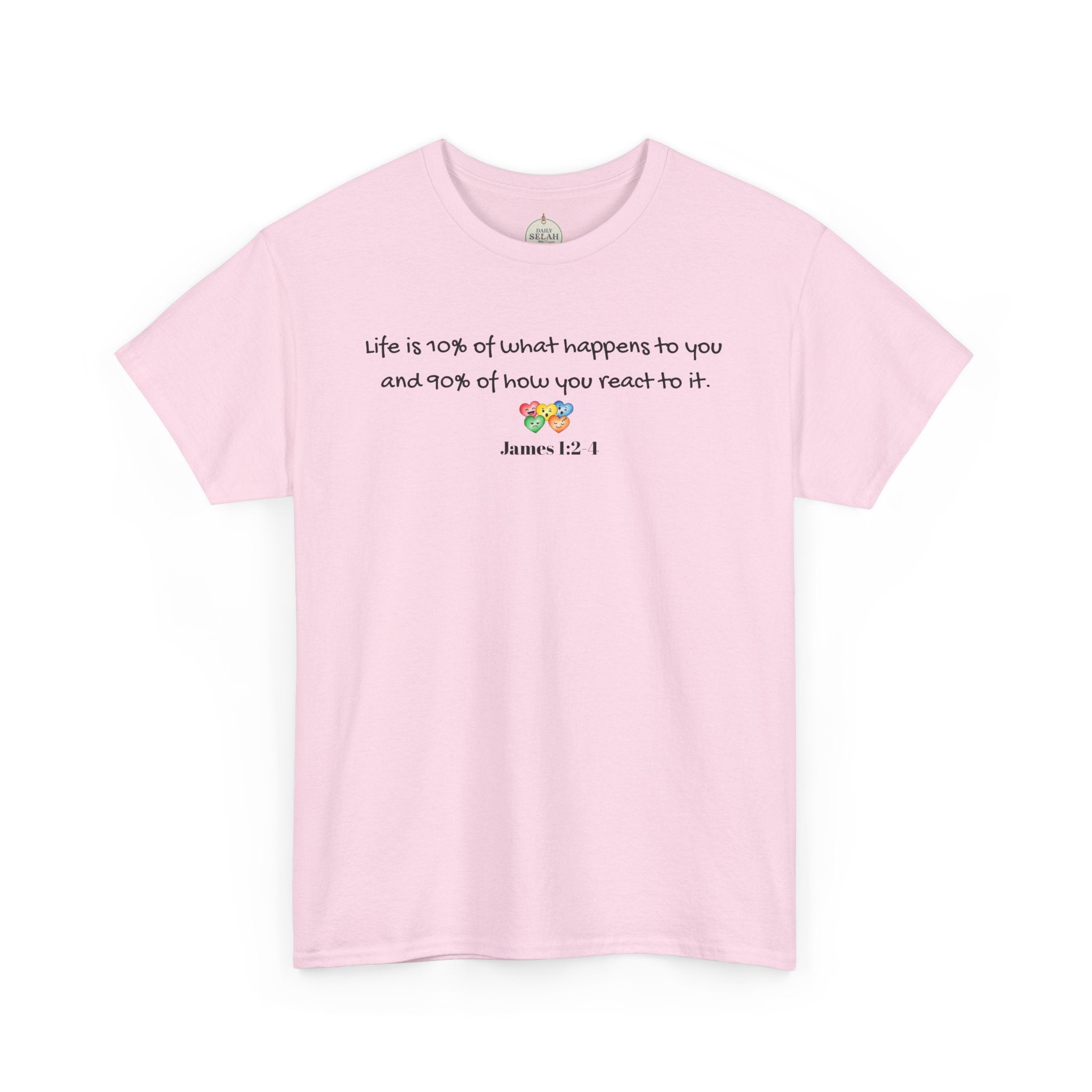 Bible Verse T‑Shirt – "Life is 10% of what happens to you" James 1:2-1 Inspirational Tee