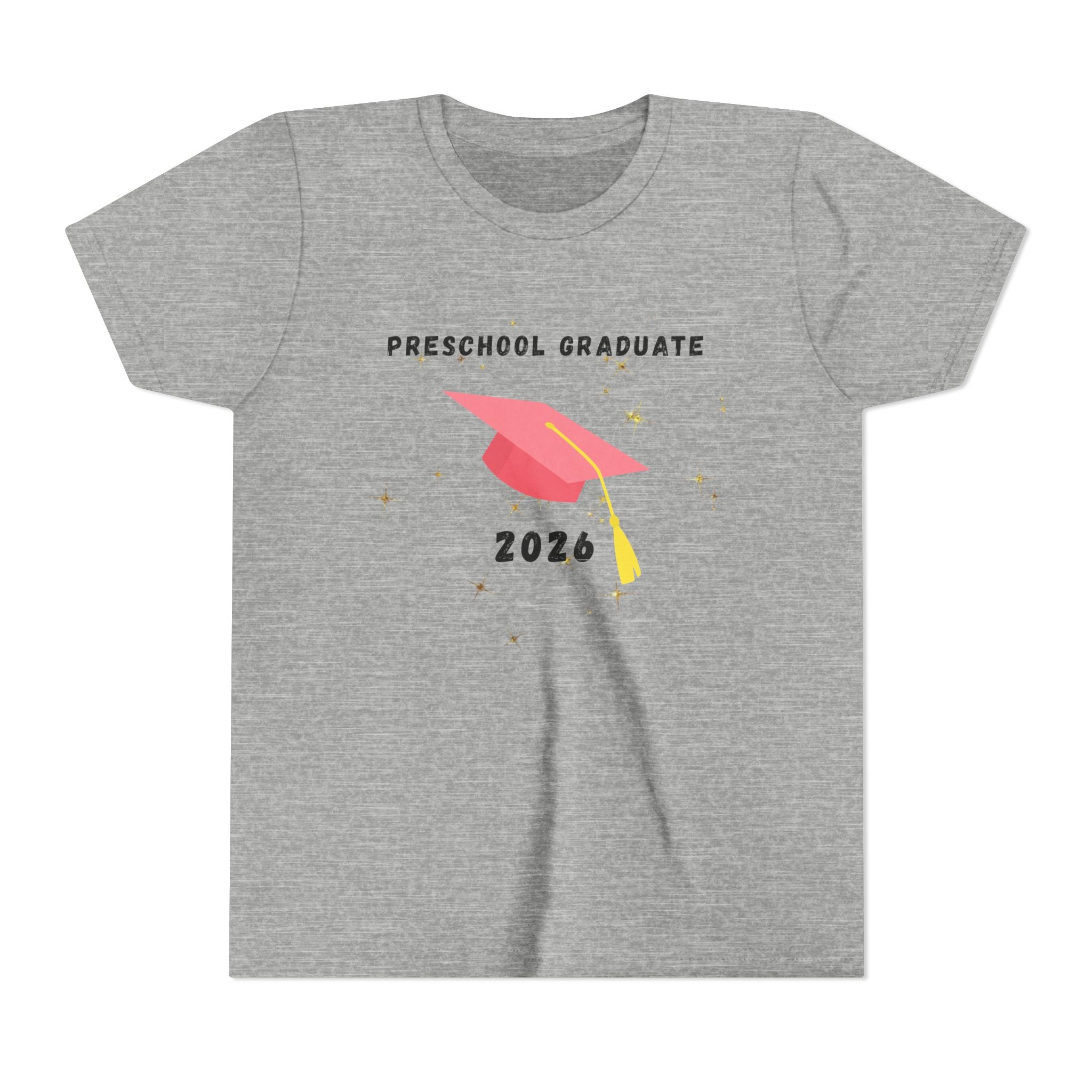 Preschool Graduate 2026 Youth Tee — Pink Graduation Cap Kids Shirt