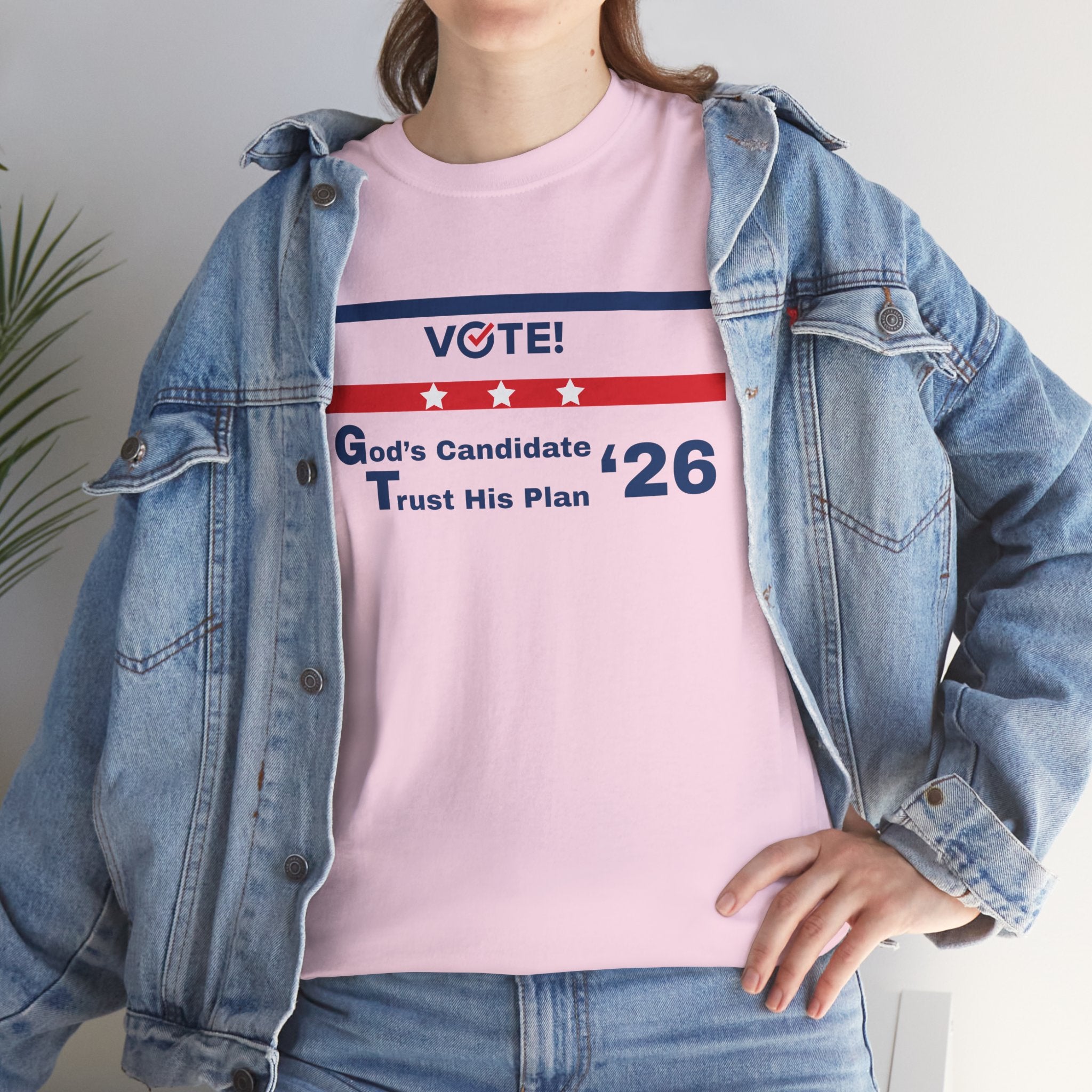 Political Vote '26 T‑Shirt — "God's Candidate Trust His Plan" Patriotic Tee