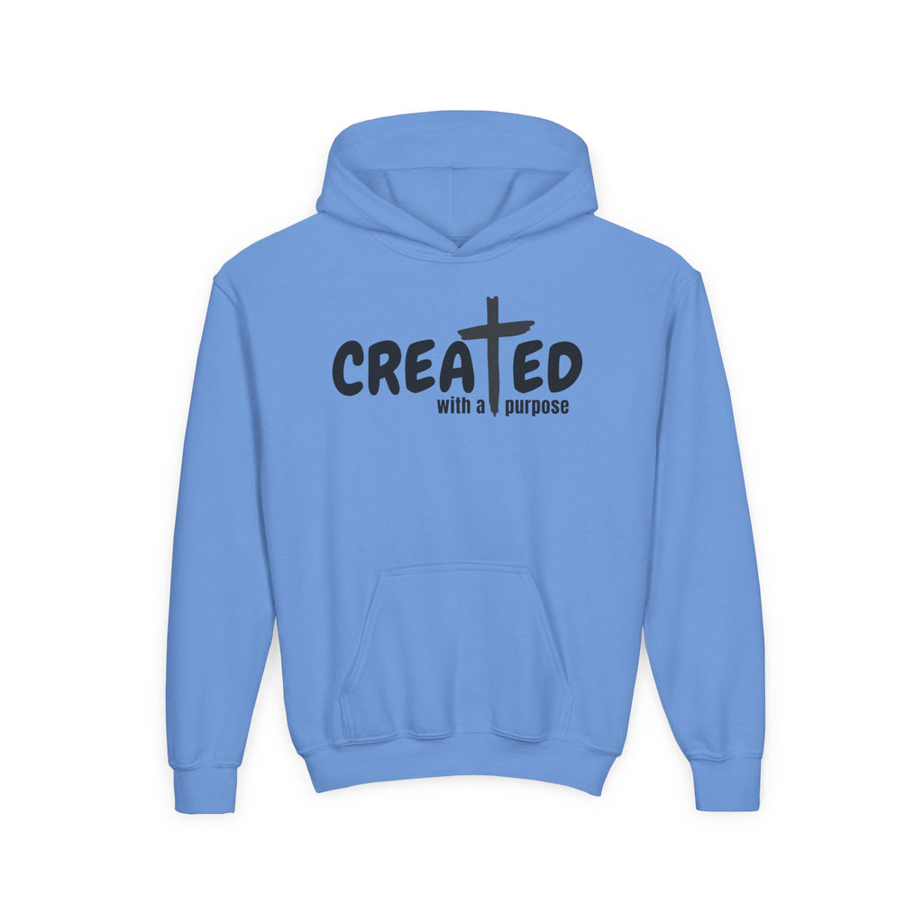 ‘Created With A Purpose’ Youth Hoodie — Christian Faith Kid’s Pullover
