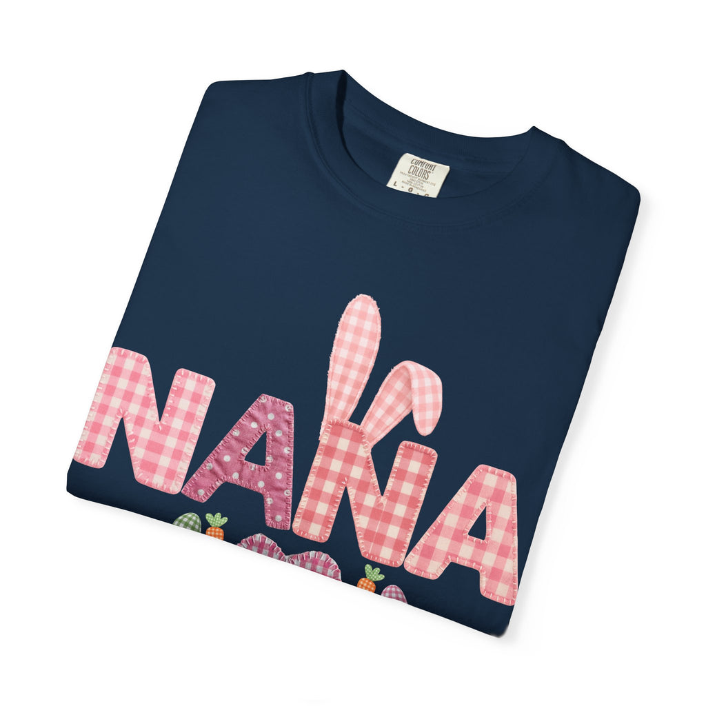 Nana Pink Gingham Heart Easter T-Shirt Comfort Colors