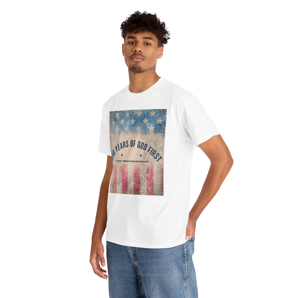 God First 250 Years Vintage American Flag  and Patriotic T-Shirt