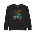 Toddler Sweatshirt — "My God Is So Big" Monster Truck Christian Kids Crewneck