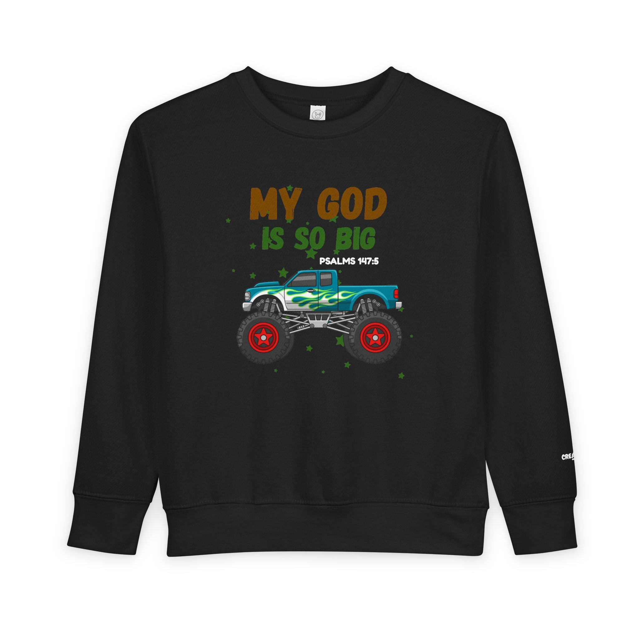 Toddler Sweatshirt — "My God Is So Big" Monster Truck Christian Kids Crewneck