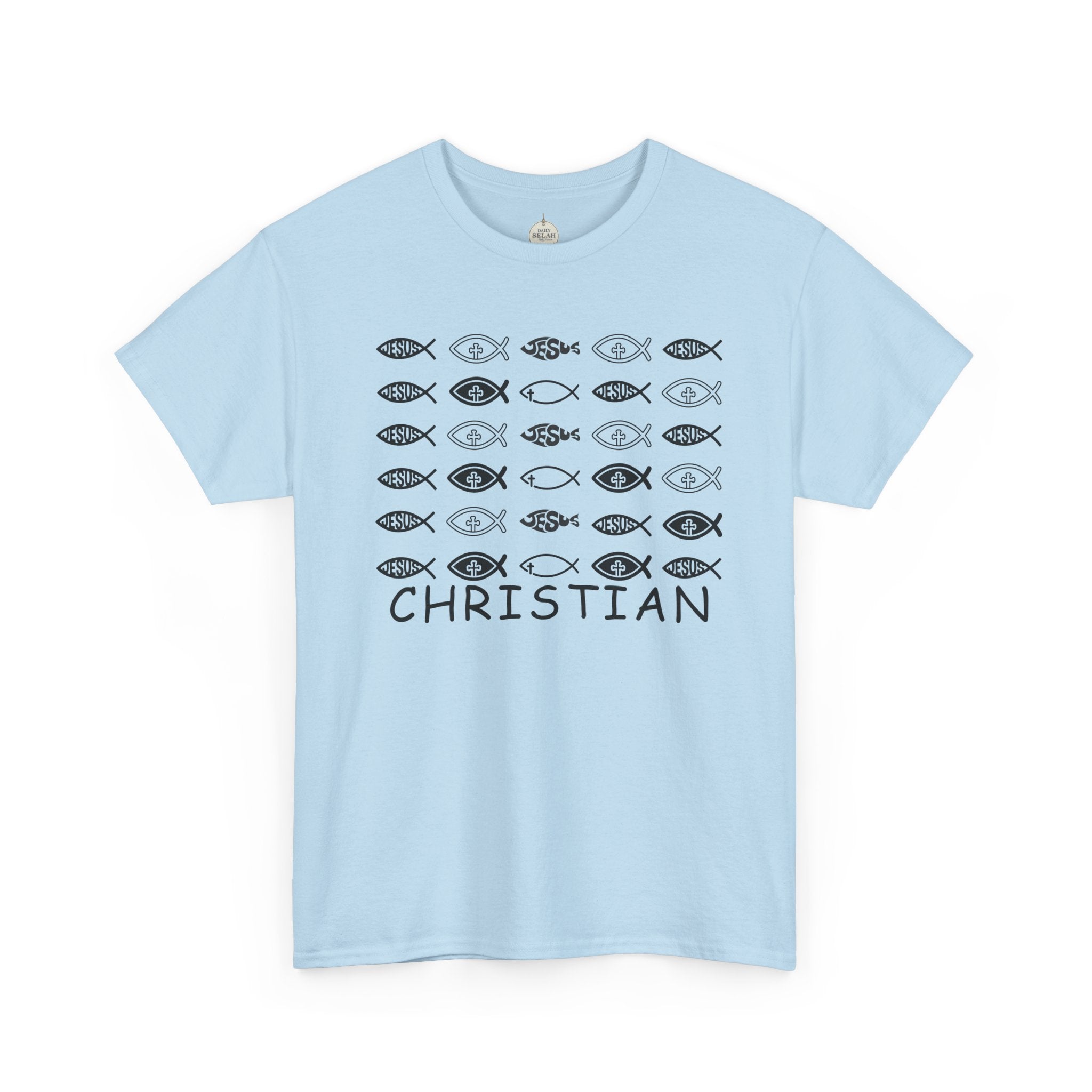 Christian Fish Pattern T‑Shirt — Ichthys Faith Tee - JESUS FISH