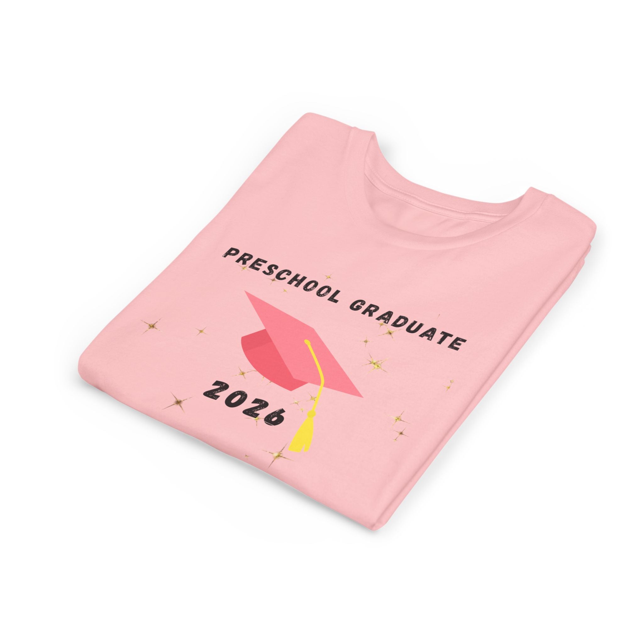 Preschool Graduate 2026 Youth Tee — Pink Graduation Cap Kids Shirt