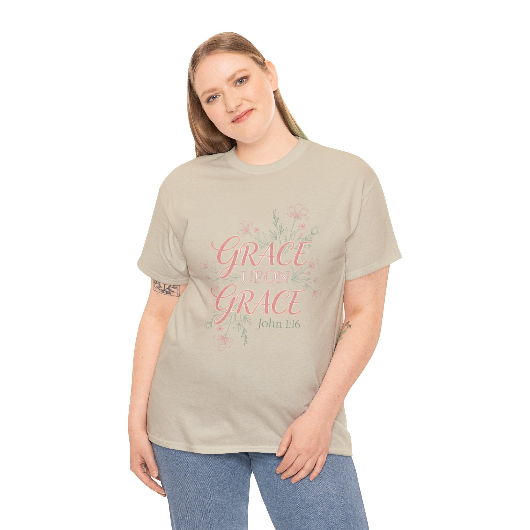 Grace Upon Grace Tee — John 1:16 Floral Christian T-Shirt