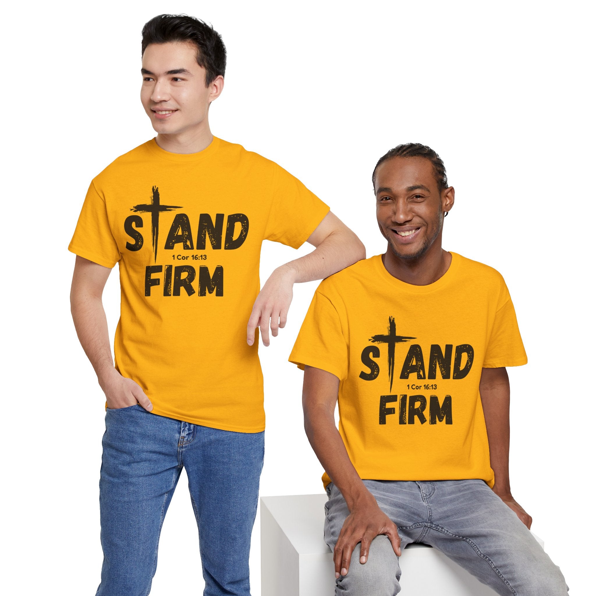 Stand Firm T-Shirt — Christian Faith Tee with Cross & 1 Cor 16:13 Inspirational Design