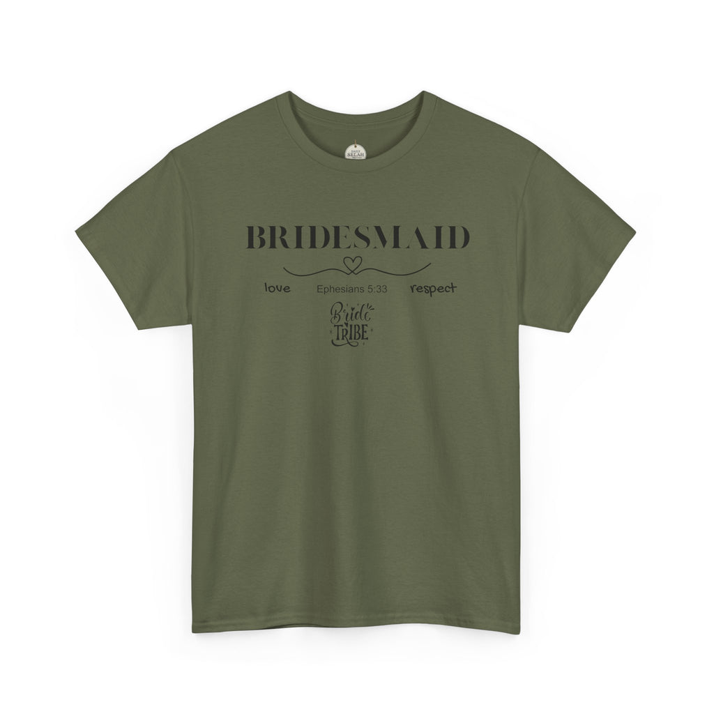 Bridesmaid T-Shirt — Elegant Script Bridal Party Tee (‘Bridesmaid’ with Heart) - Christian