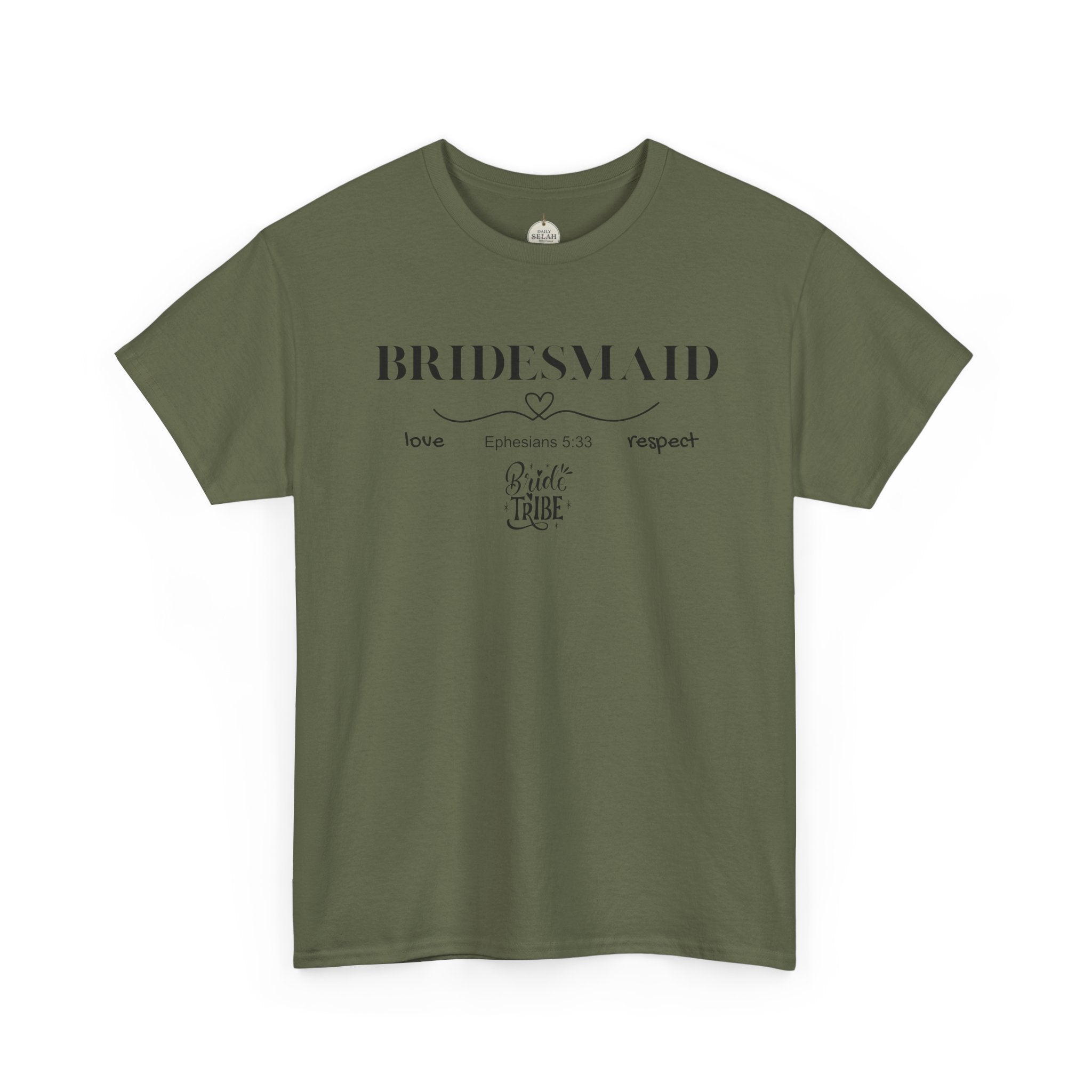 Bridesmaid T-Shirt — Elegant Script Bridal Party Tee (‘Bridesmaid’ with Heart) - Christian