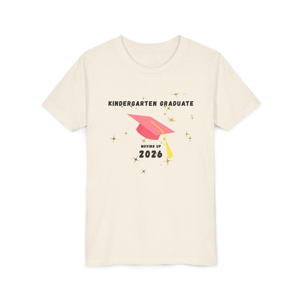 Kindergarten Graduate 2026 Youth Tee — Moving Up Graduation Cap Shirt