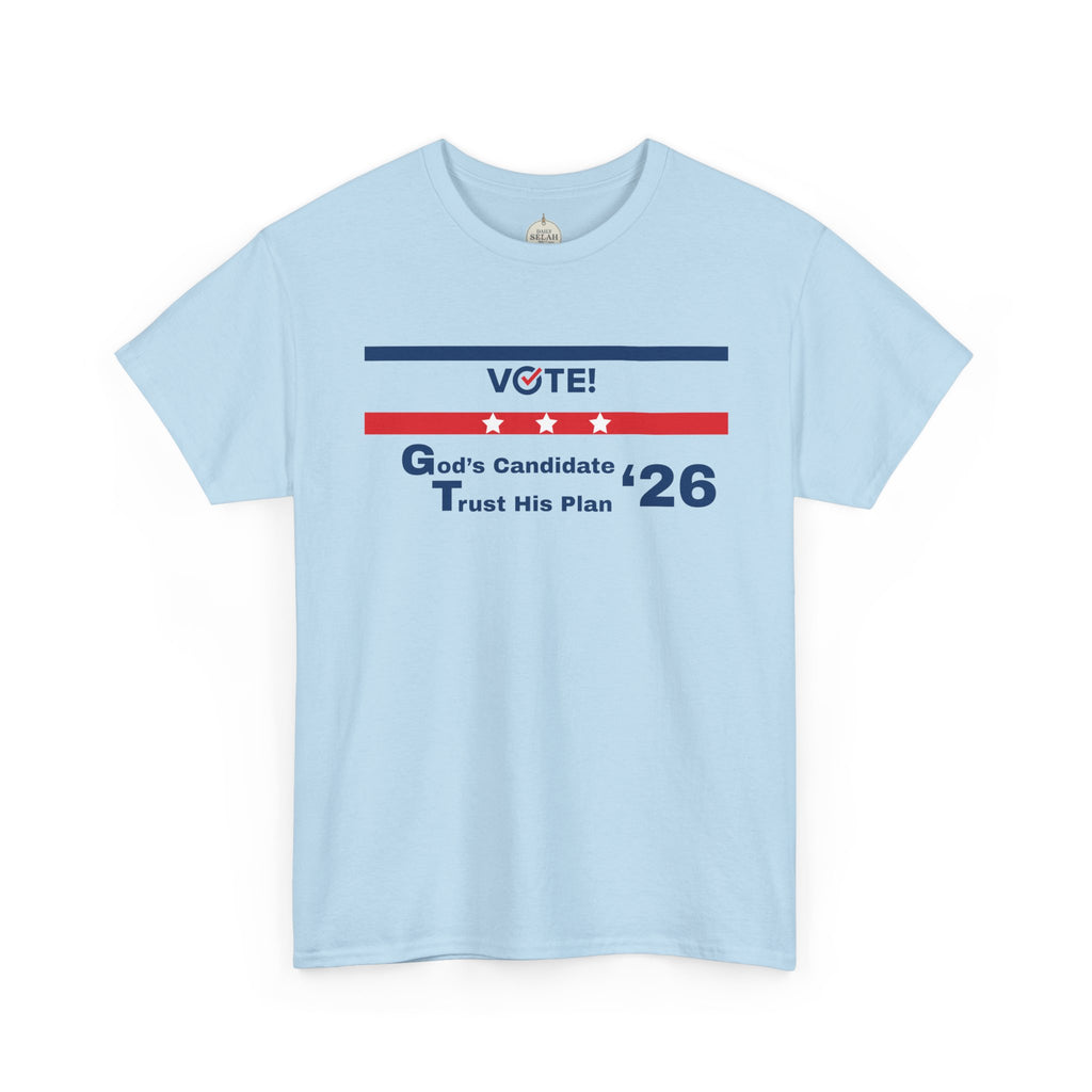 Political Vote '26 T‑Shirt — "God's Candidate Trust His Plan" Patriotic Tee