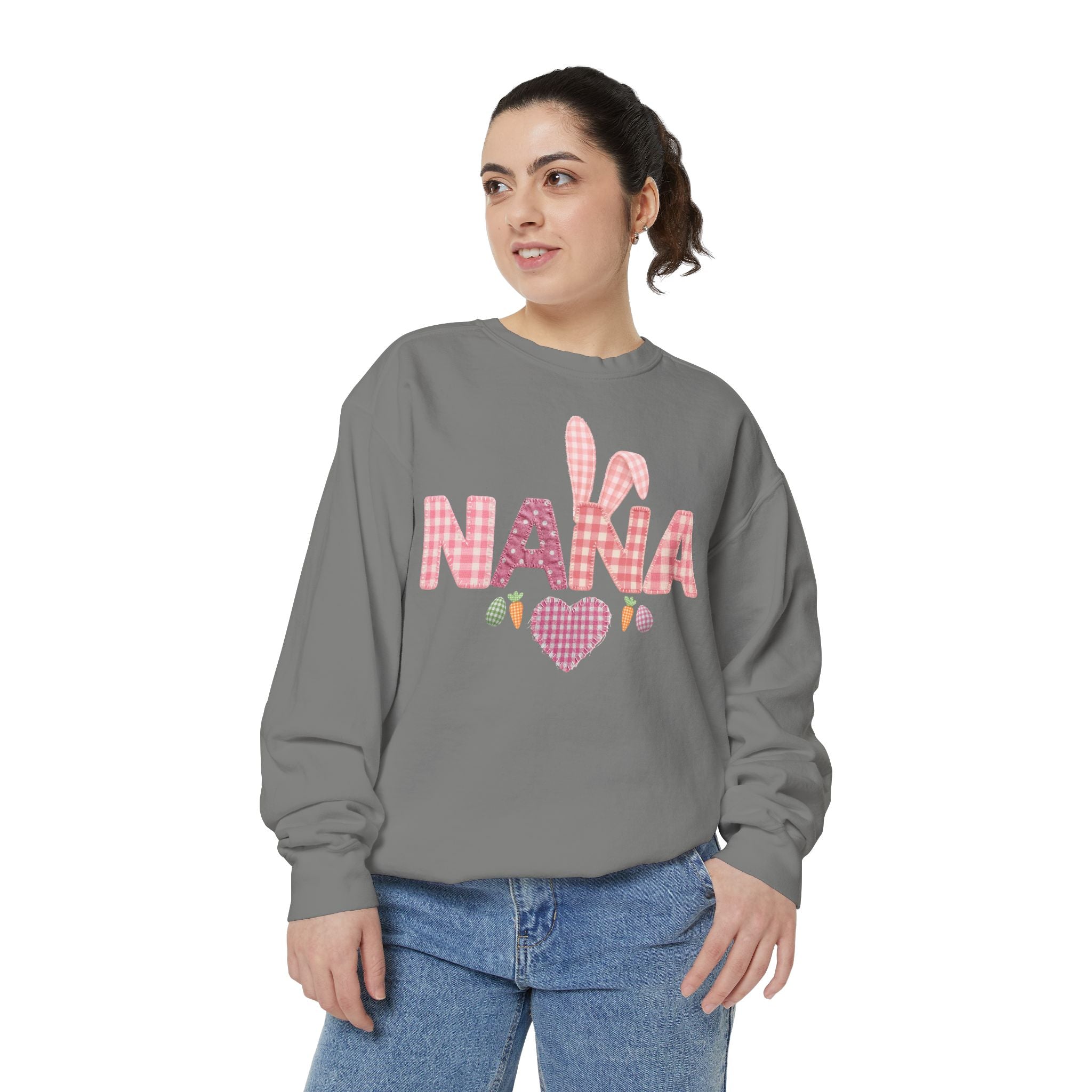 Nana Bunny Heart Sweatshirt — Cute Pink Easter Grandma (Nana) Pullover